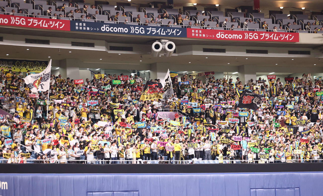 中日対阪神　レフトスタンドで応援する阪神ファン（撮影・上田博志）