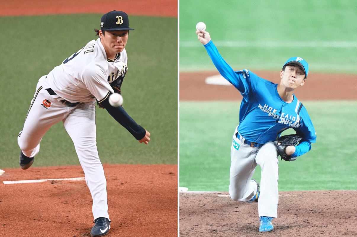 オリックス山本由伸（左）と日本ハム北山亘基