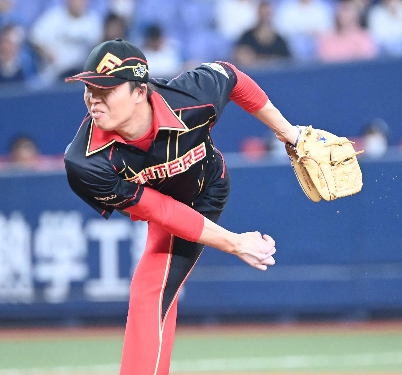 オリックス対日本ハム　9回に登板する日本ハム田中（撮影・和賀正仁）