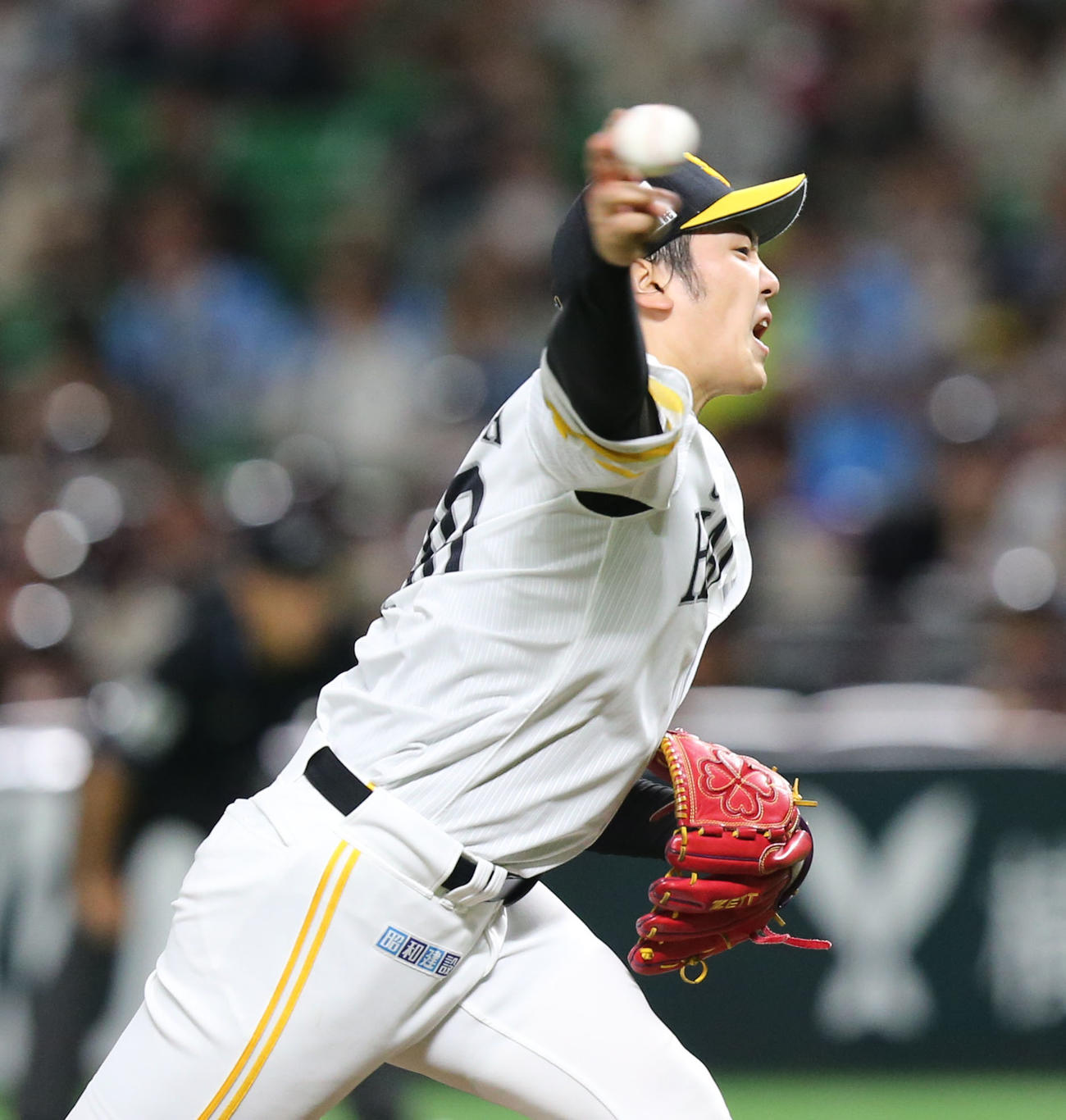 ソフトバンク対西武　7回、力投する石川（撮影・冨田成美）