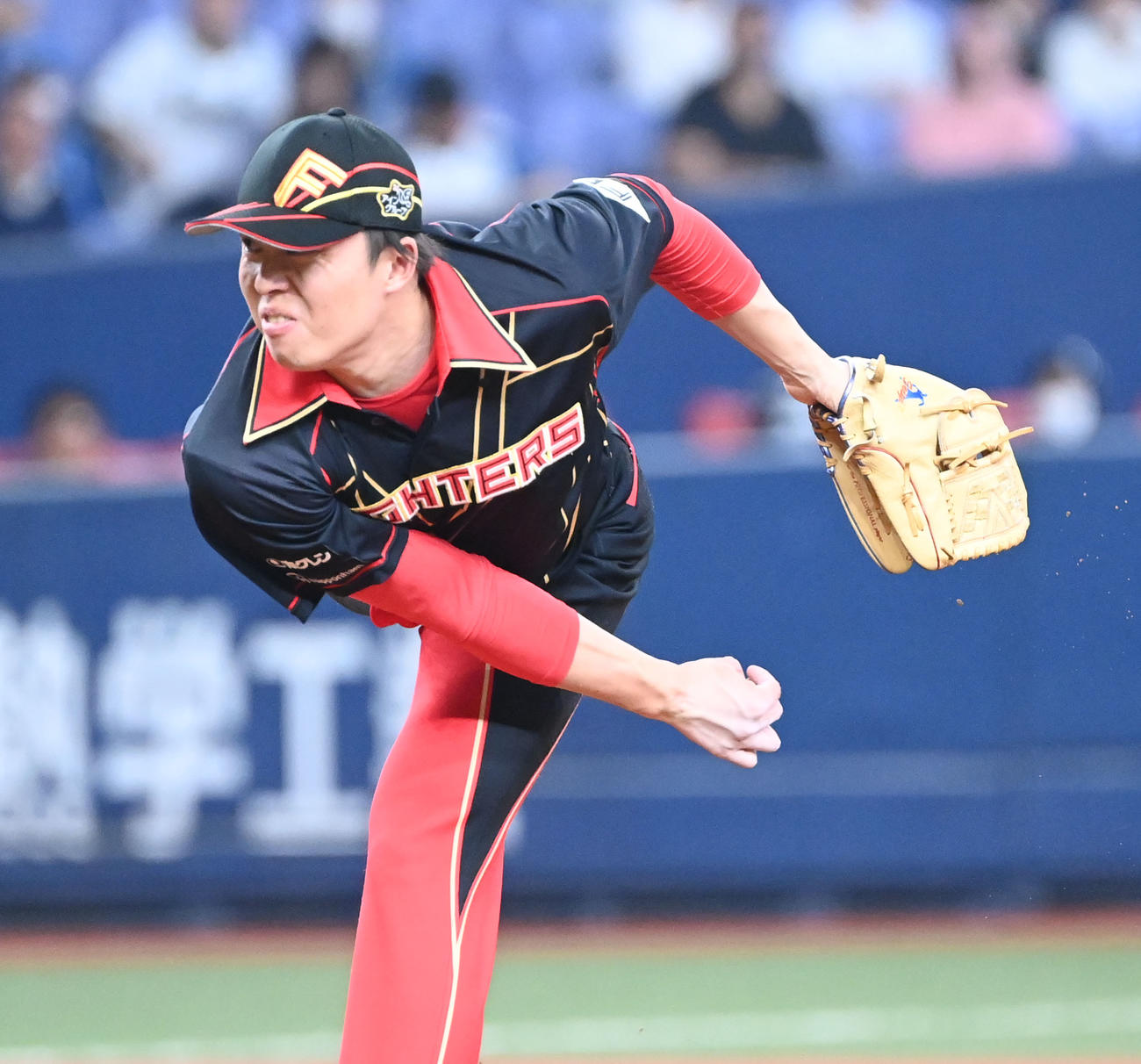 オリックス対日本ハム　9回に登板する日本ハム田中正（撮影・和賀正仁）