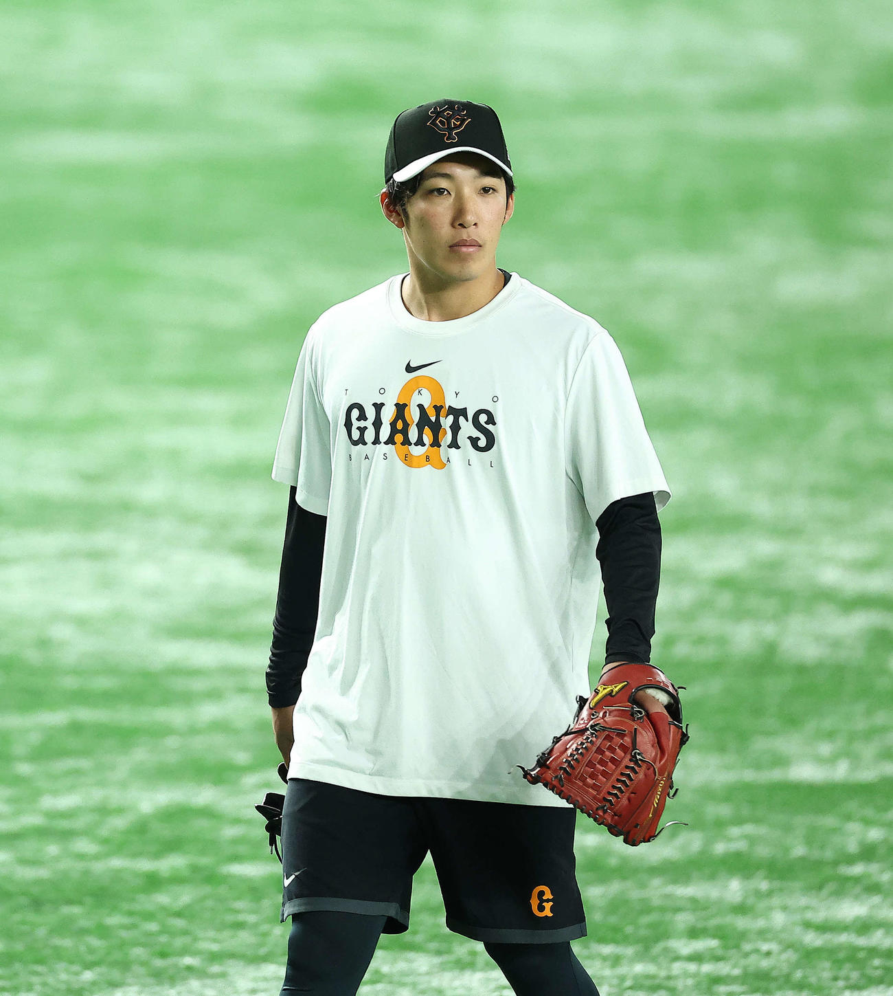 巨人対DeNA　試合前、練習に臨む巨人赤星（撮影・河田真司）