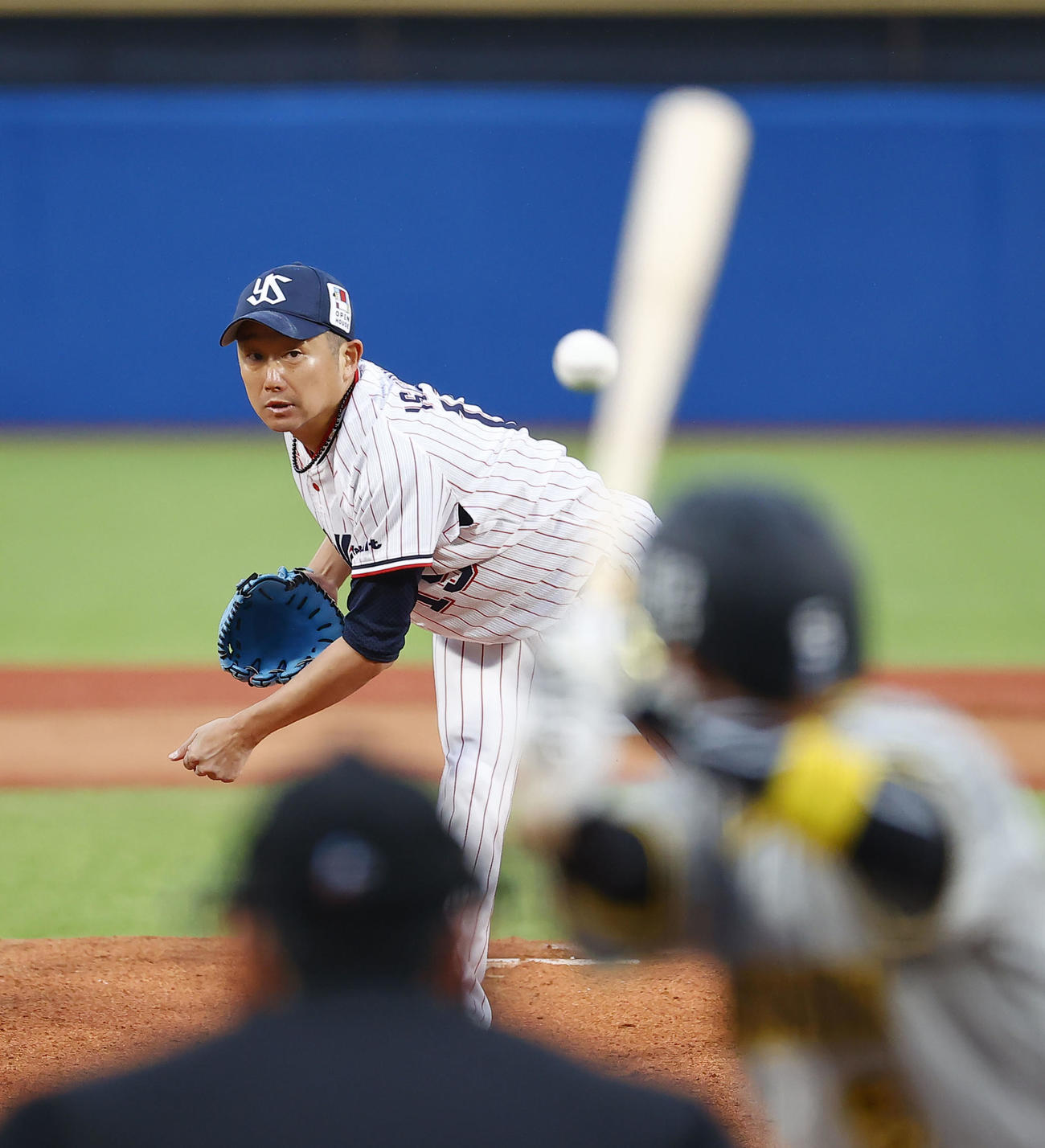 阪神対ヤクルト　阪神戦に先発したヤクルト石川（撮影・藤尾明華）