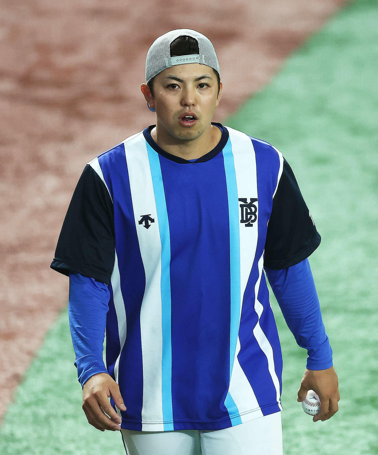 24日の試合前、調整するDeNA東（撮影・河田真司）