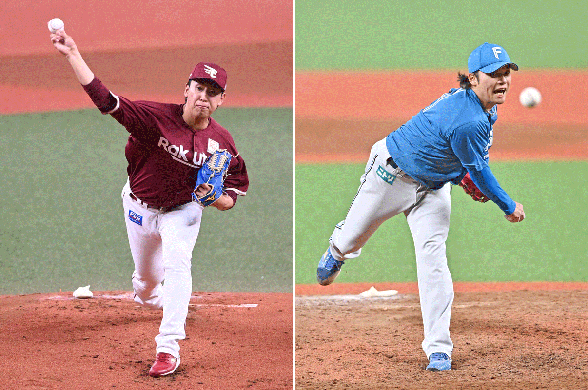 楽天藤平尚真（左）と日本ハム伊藤大海