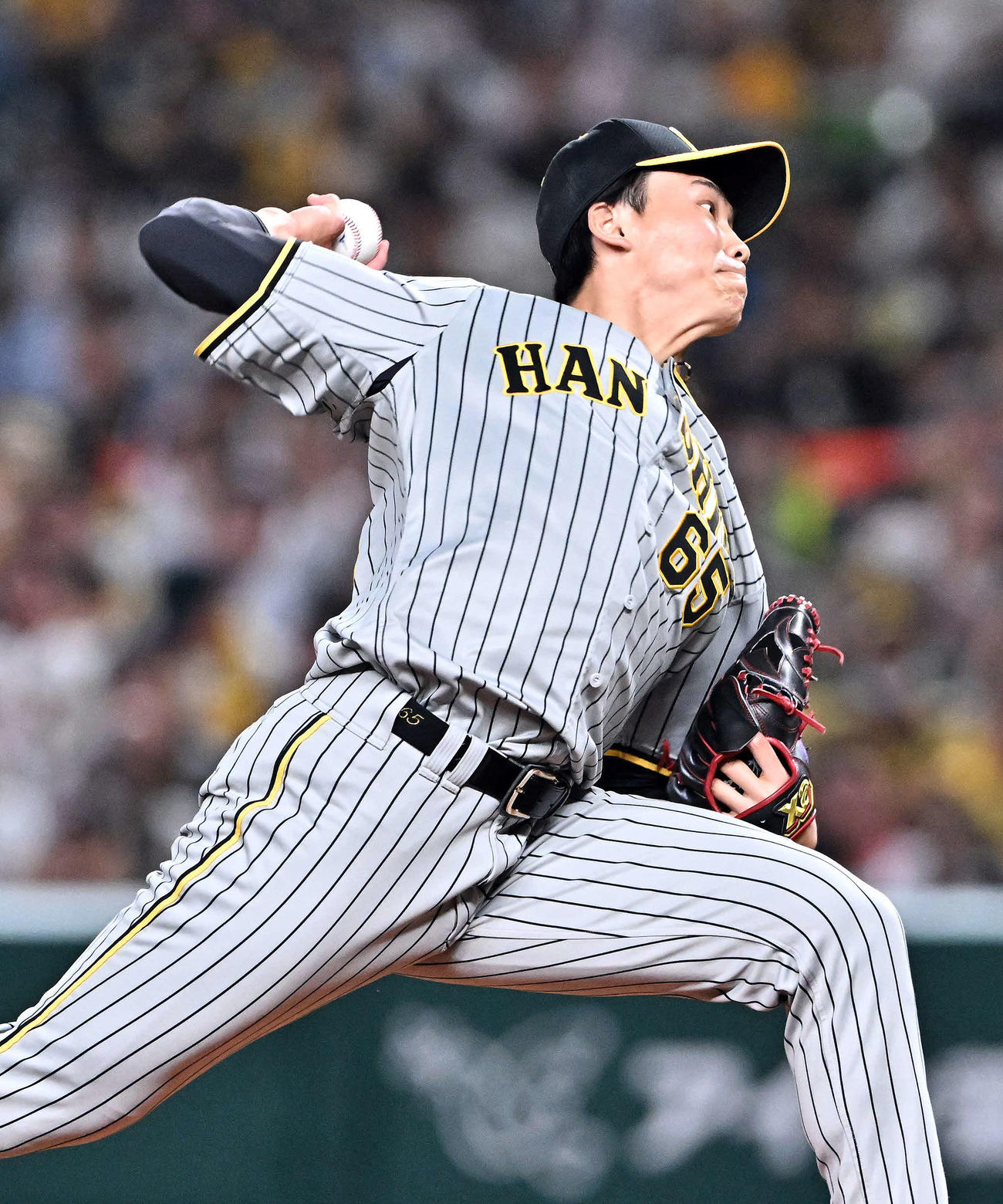 西武対阪神　9回裏、阪神2番手で登板し試合を締めた湯浅（撮影・滝沢徹郎）