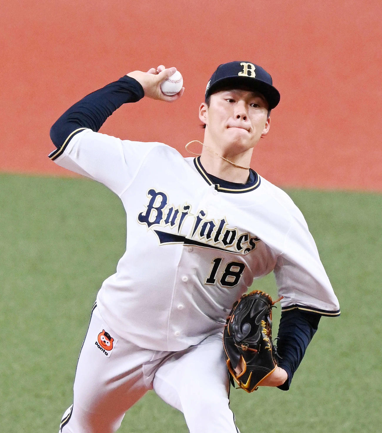 オリックス対広島　オリックス先発の山本（撮影・前岡正明）