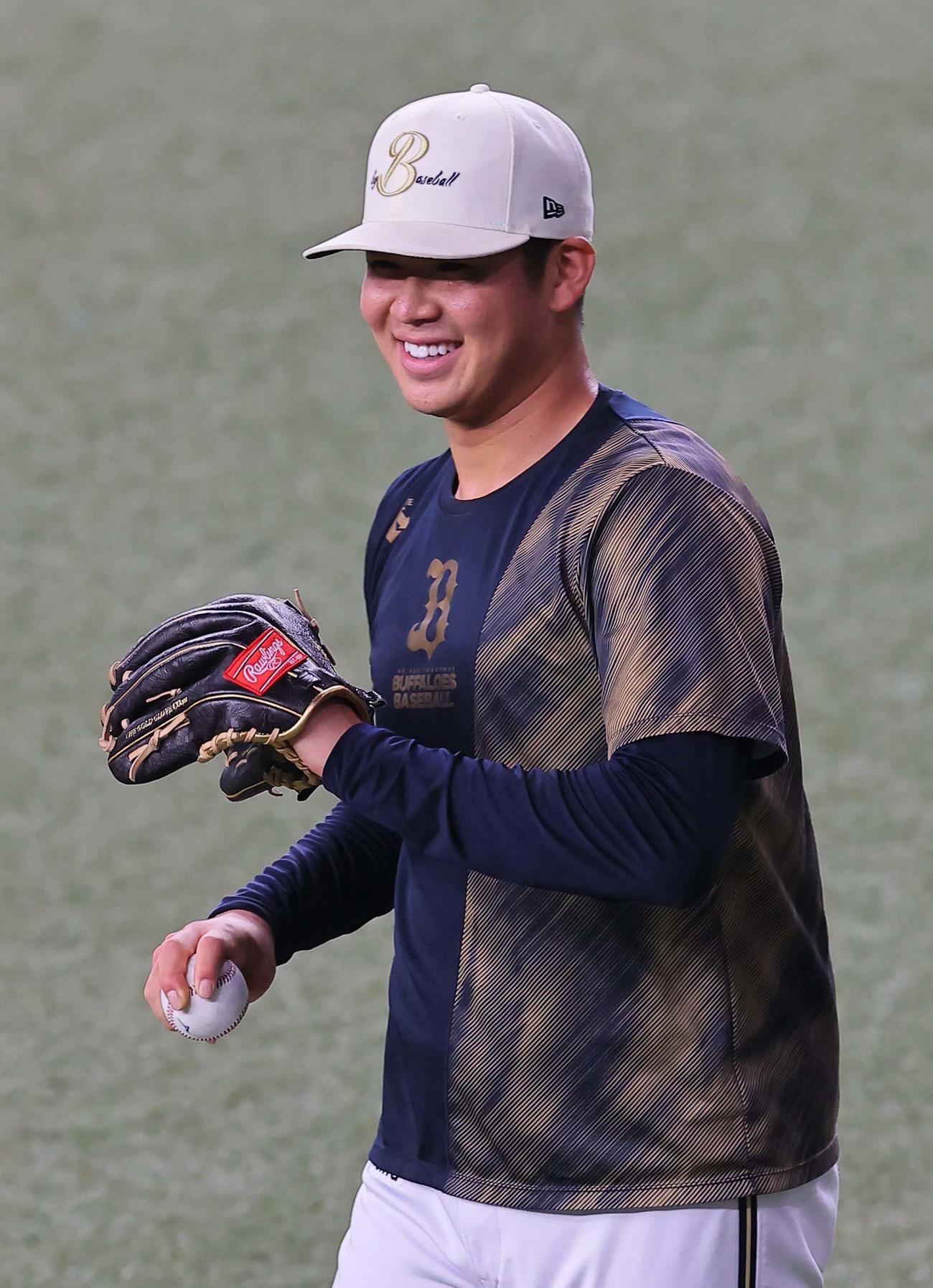 オリックス対広島　笑顔を見せる山下（撮影・上田博志）