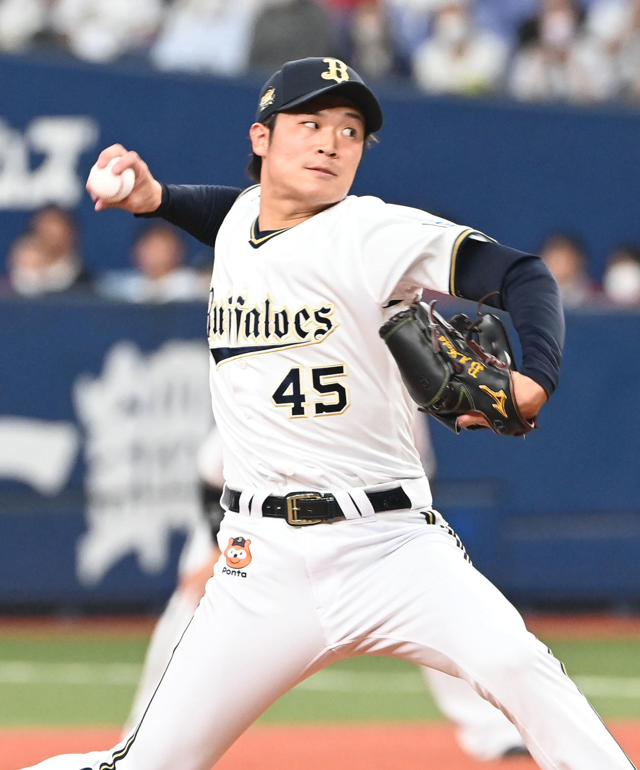 オリックス対広島　8回に登板するオリックス阿部（撮影・和賀正仁）