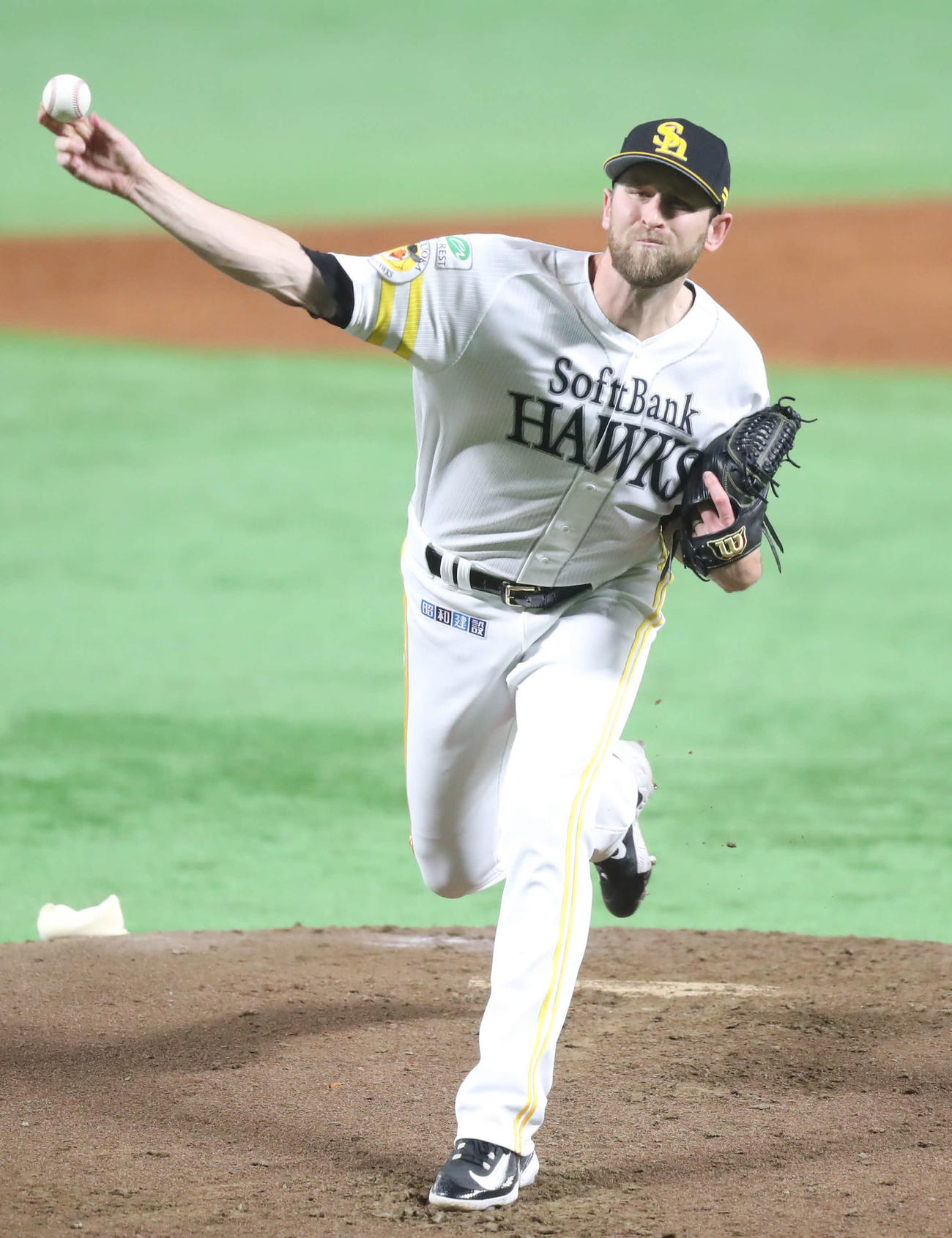 ソフトバンク対中日　力投する先発のガンケル（撮影・冨田成美）