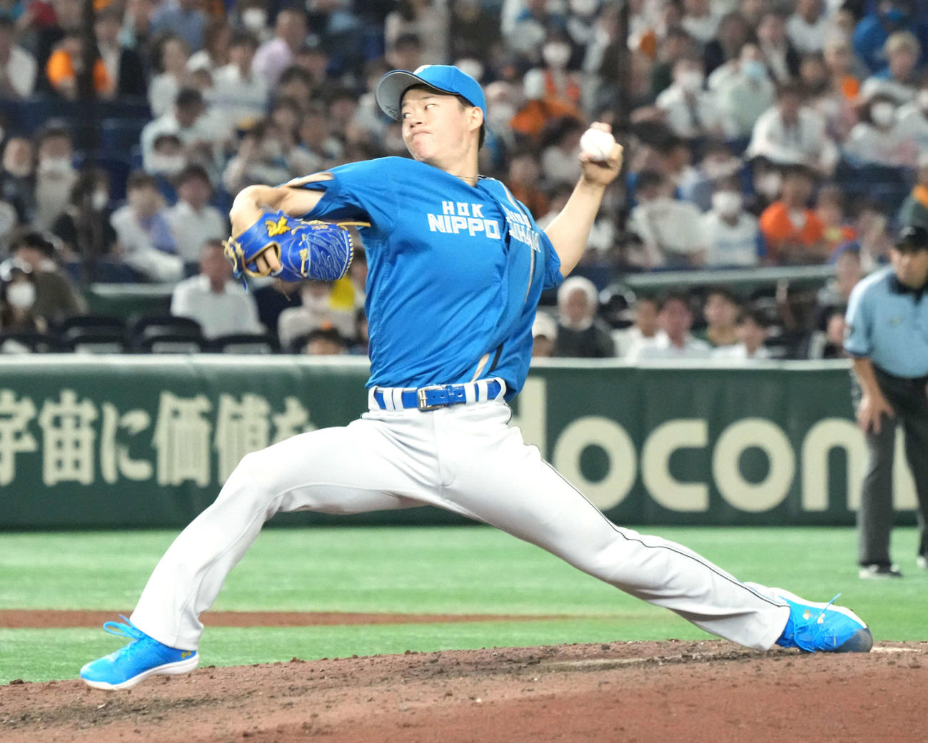 巨人対日本ハム　日本ハム5番手で登板した矢沢（撮影・小沢裕）