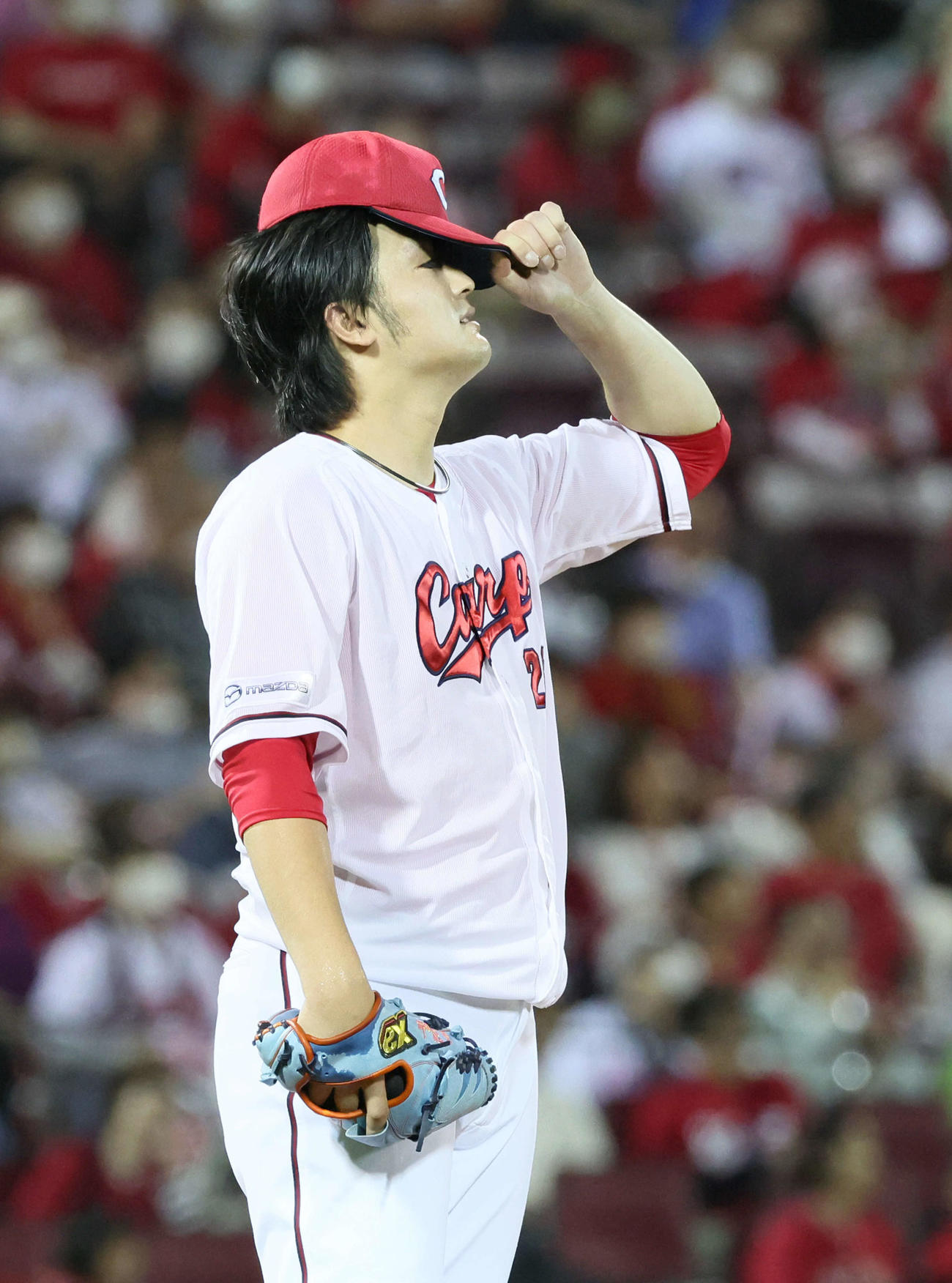広島対ソフトバンク　6回表ソフトバンク無死一塁、柳田に右越え2点本塁打を浴びた床田（撮影・加藤孝規）