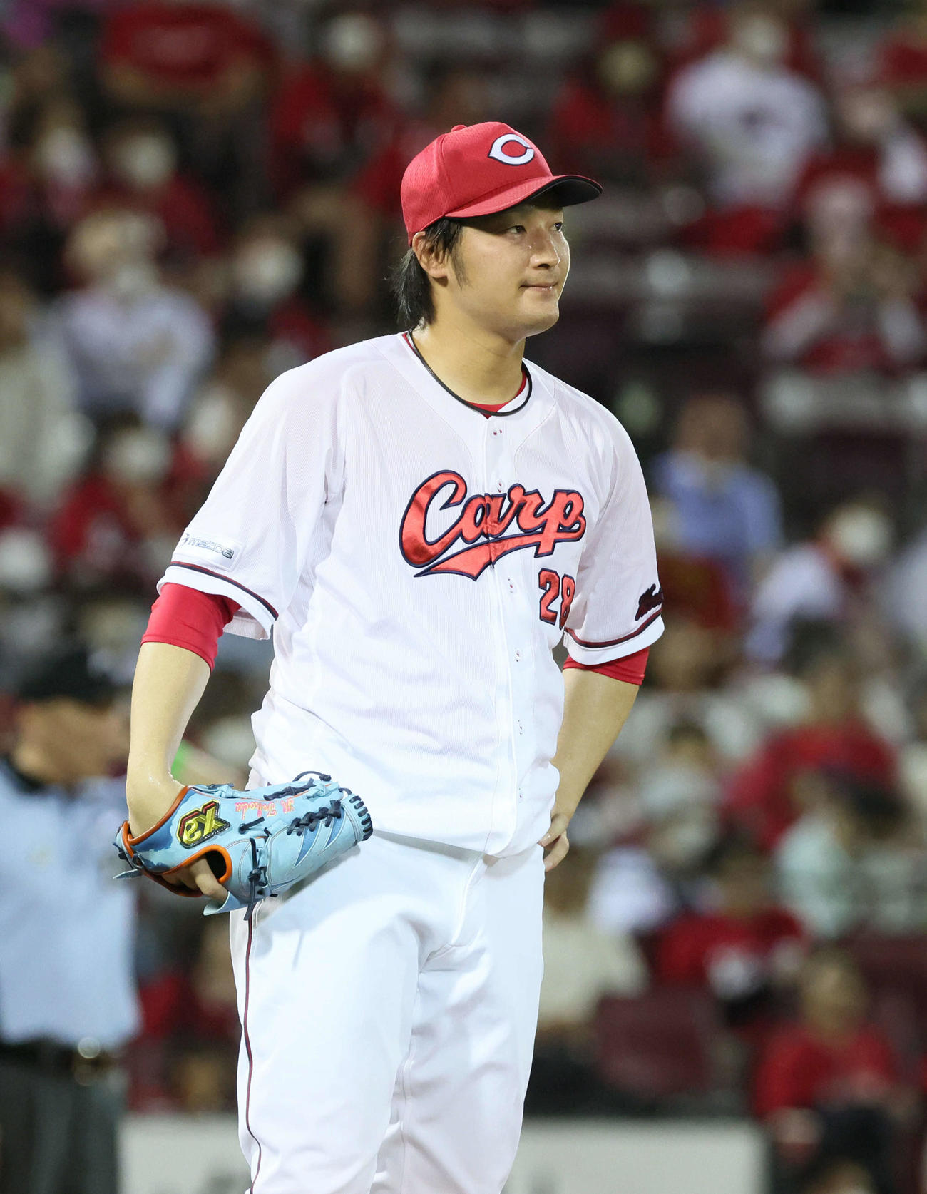 広島対ソフトバンク　6回表ソフトバンク無死一塁、柳田に右越え2点本塁打を浴びた床田（撮影・加藤孝規）