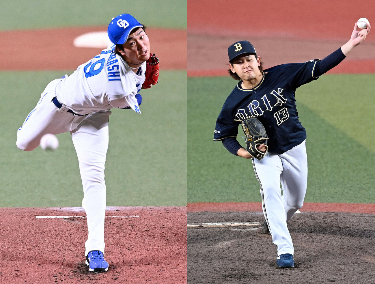 中日高橋宏斗（左）とオリックス宮城大弥