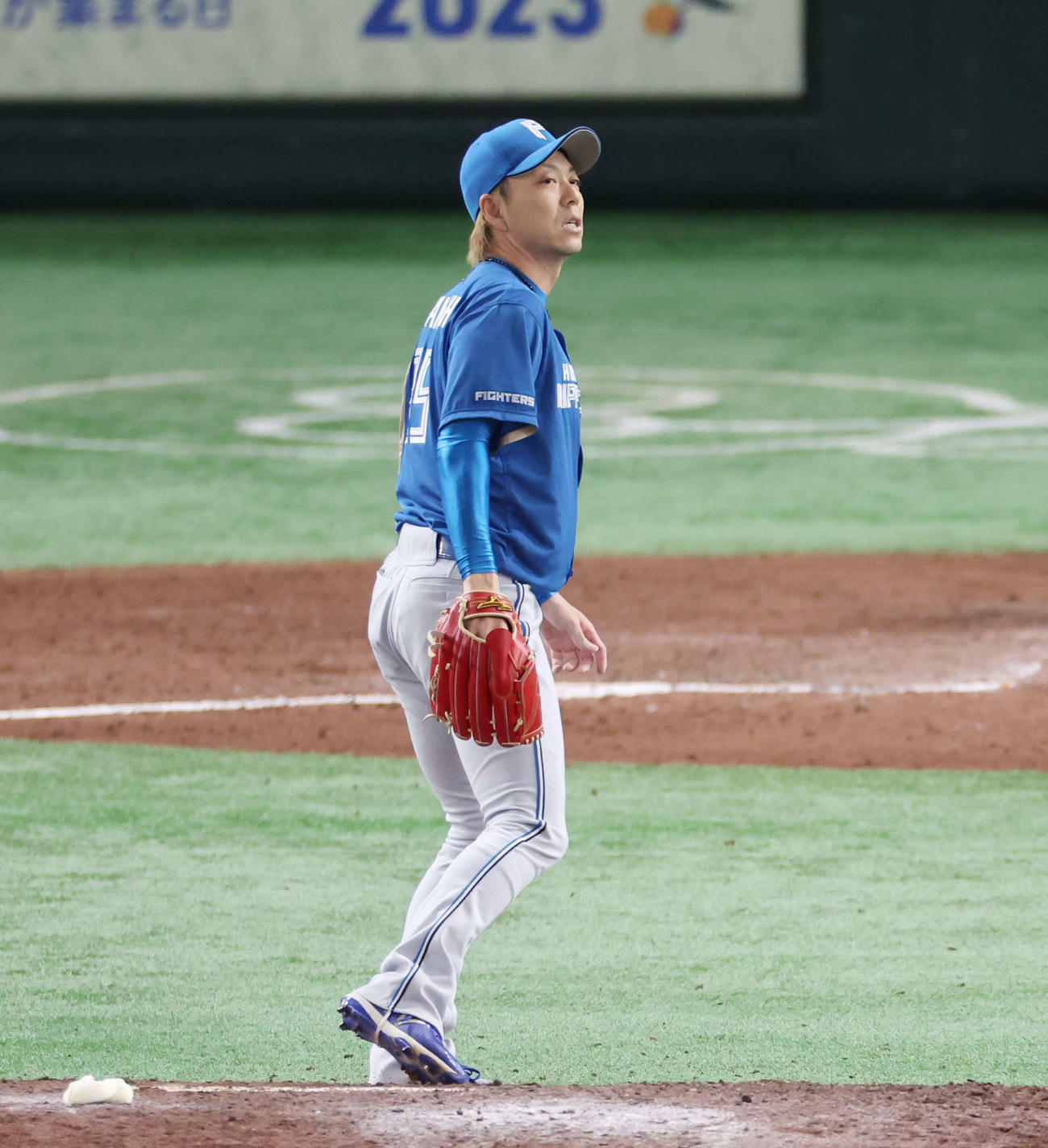 巨人対日本ハム　8回裏巨人1死満塁、ブリンソンに勝ち越し左前適時打を浴びる宮西（撮影・宮地輝）