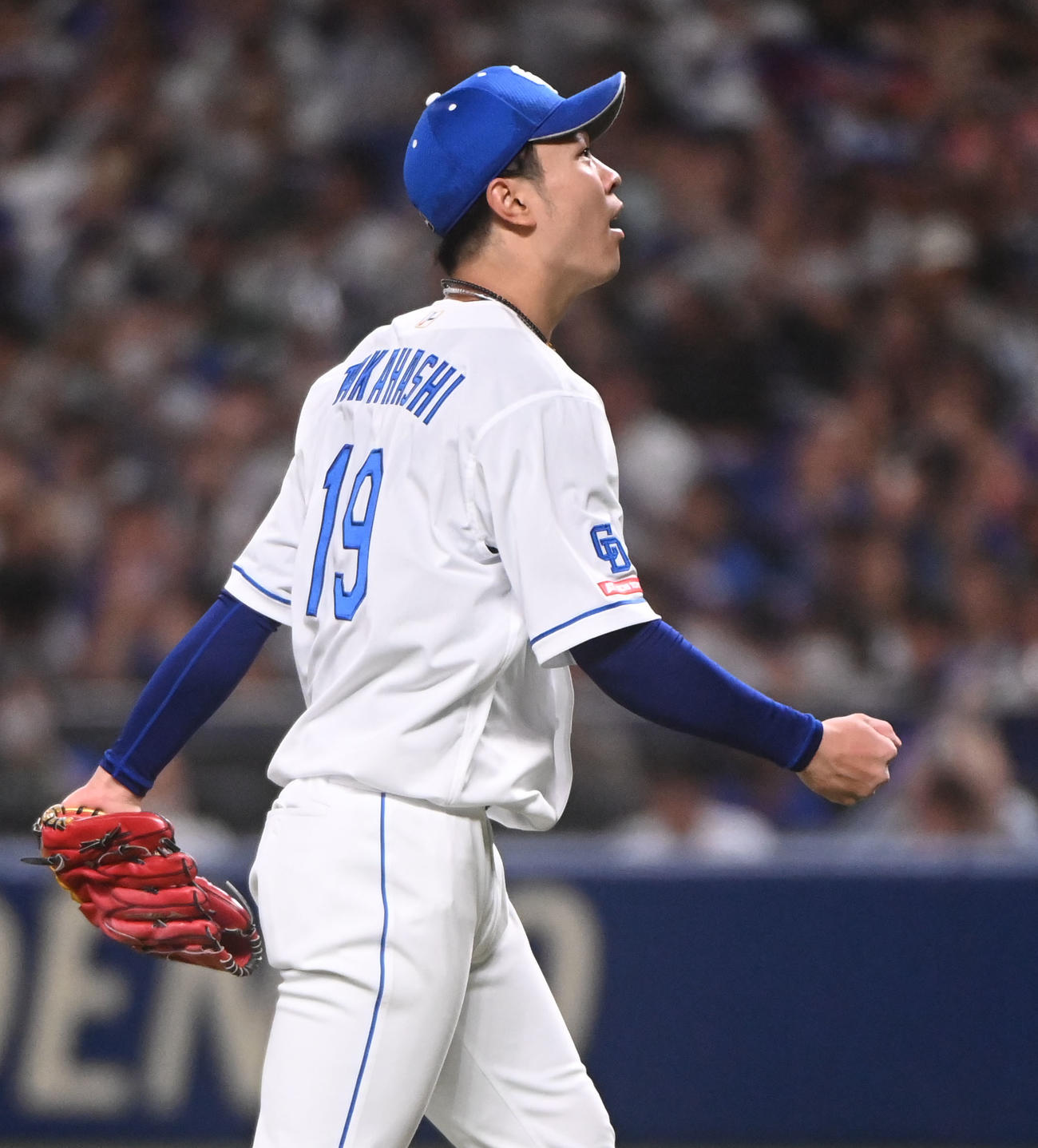 中日対オリックス　7回表オリックス2死満塁、宮城を三振に仕留めほえる高橋宏（撮影・森本幸一）