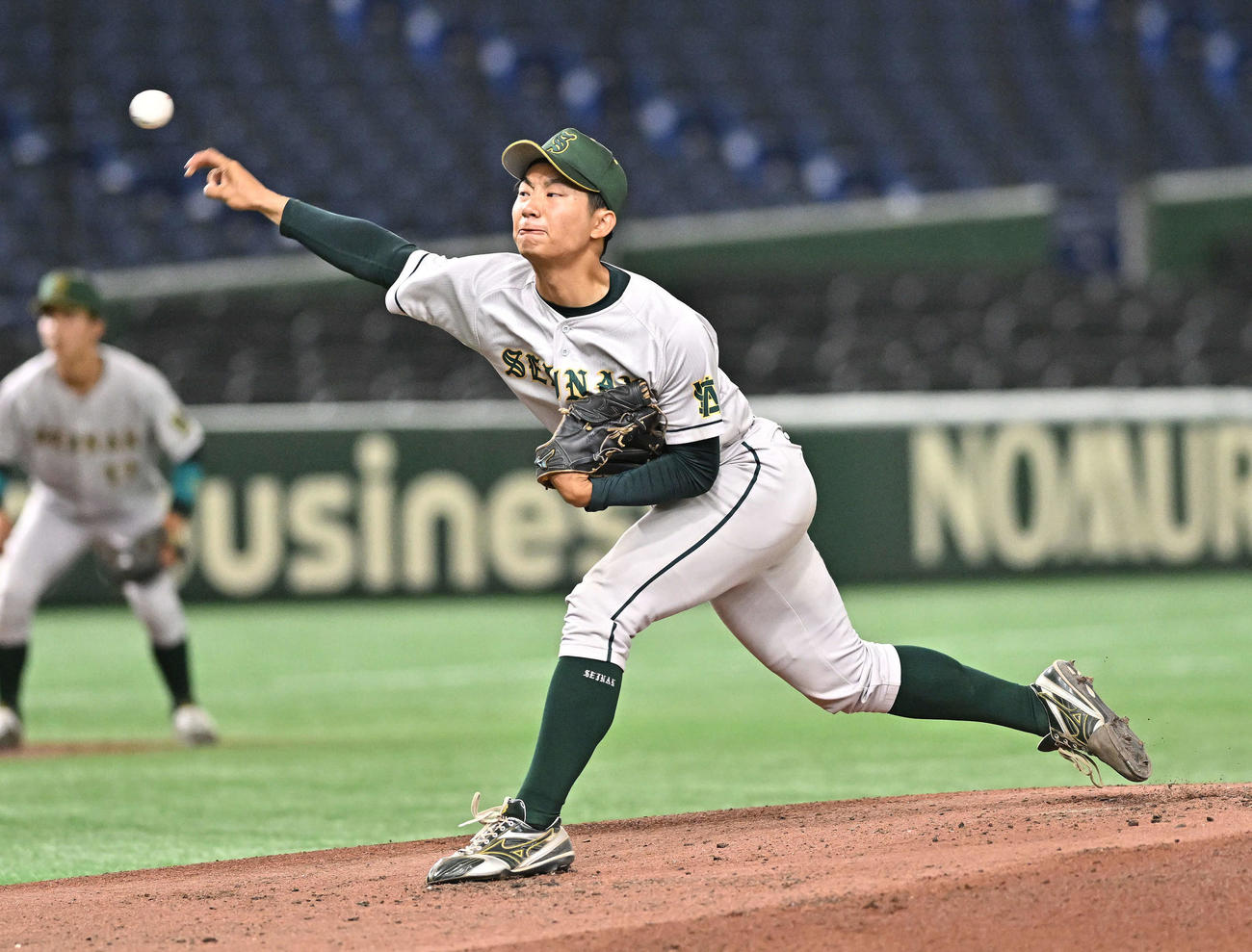 西南学院大対天理大　西南学院大先発の茶屋野（撮影・滝沢徹郎）