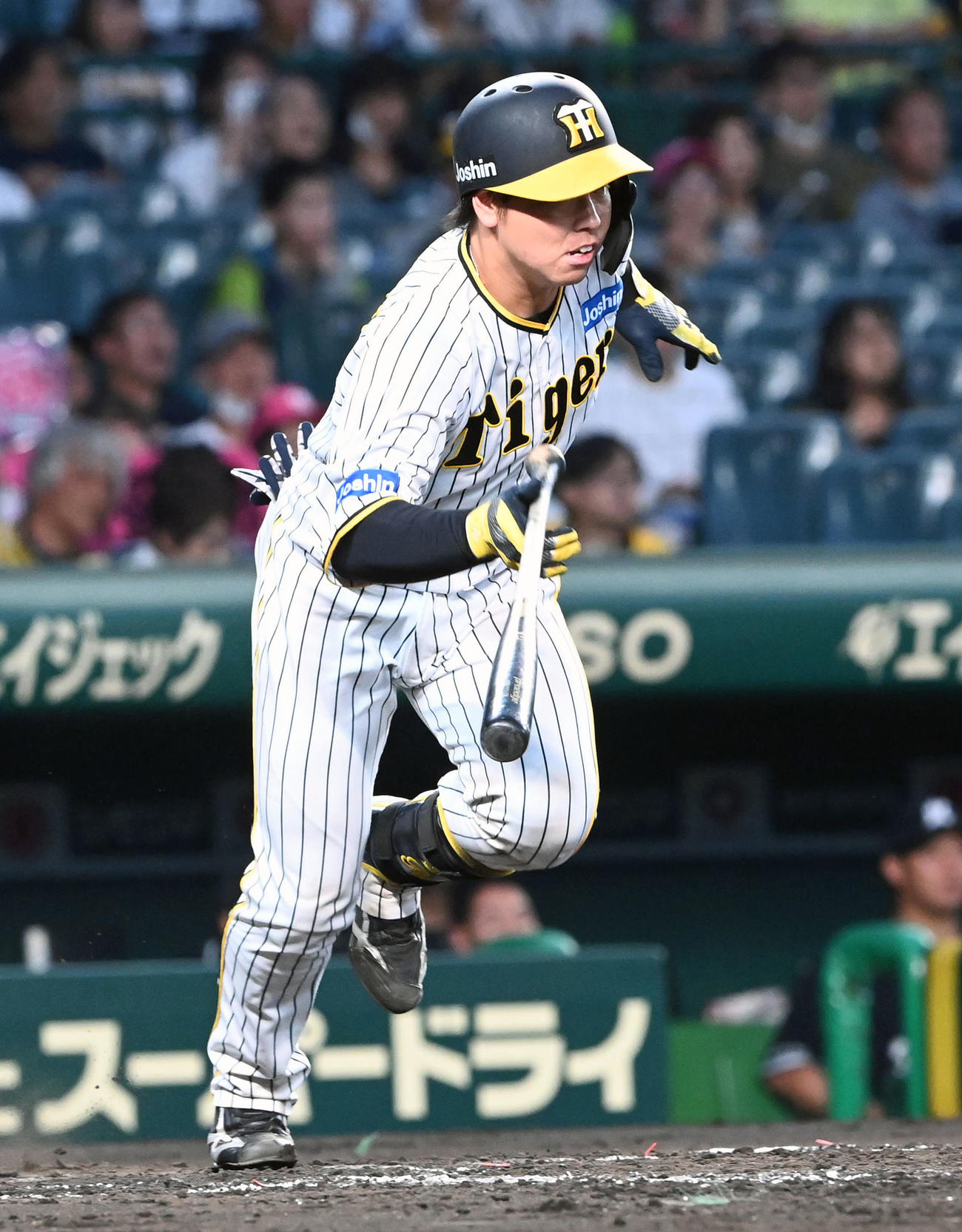 阪神対ロッテ　4回裏阪神1死三塁、梅野は右前適時打を放つ（撮影・前岡正明）