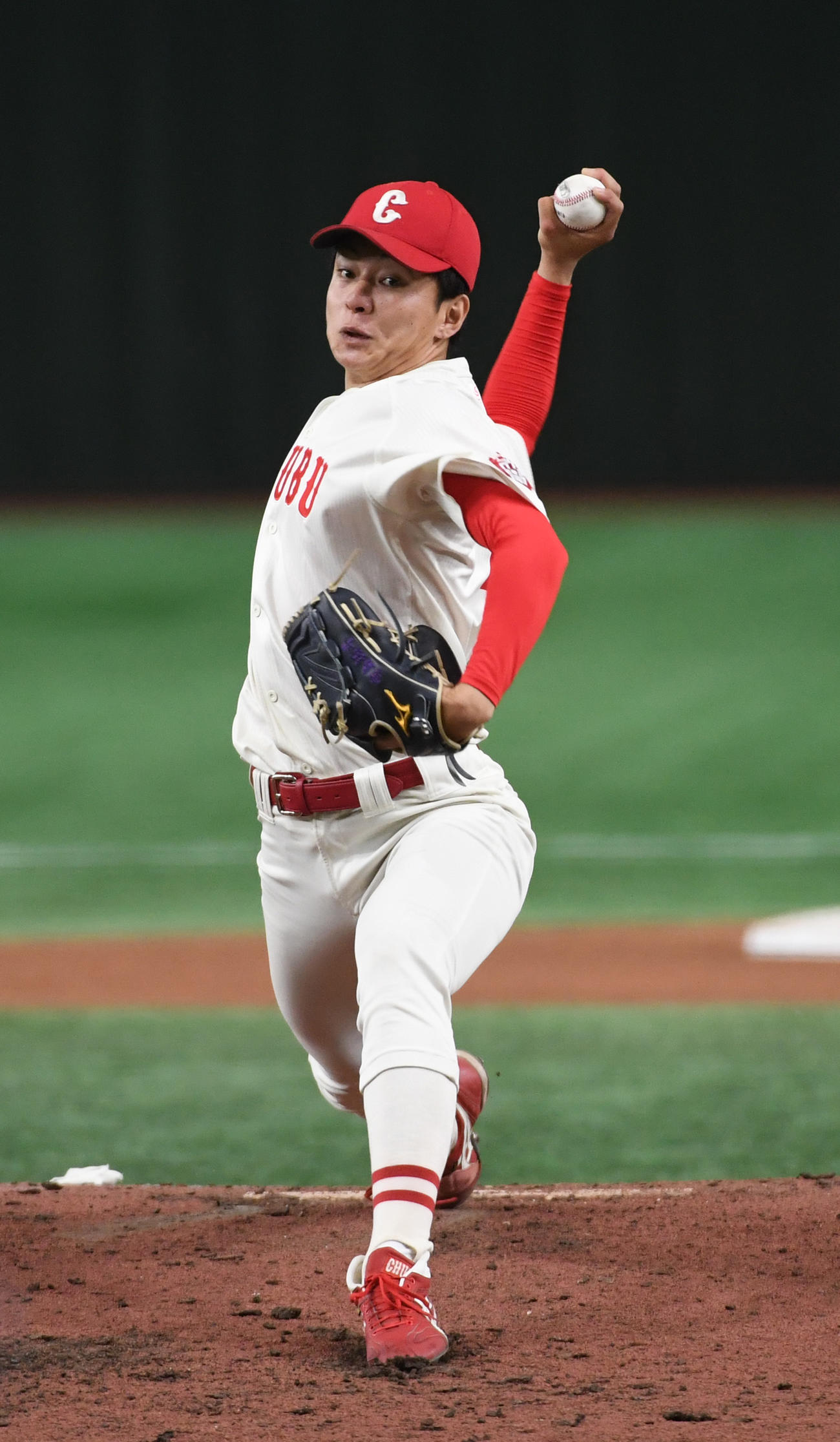 天理大対中部学院大　好投する中部学院大・宮島（撮影・柴田隆二）