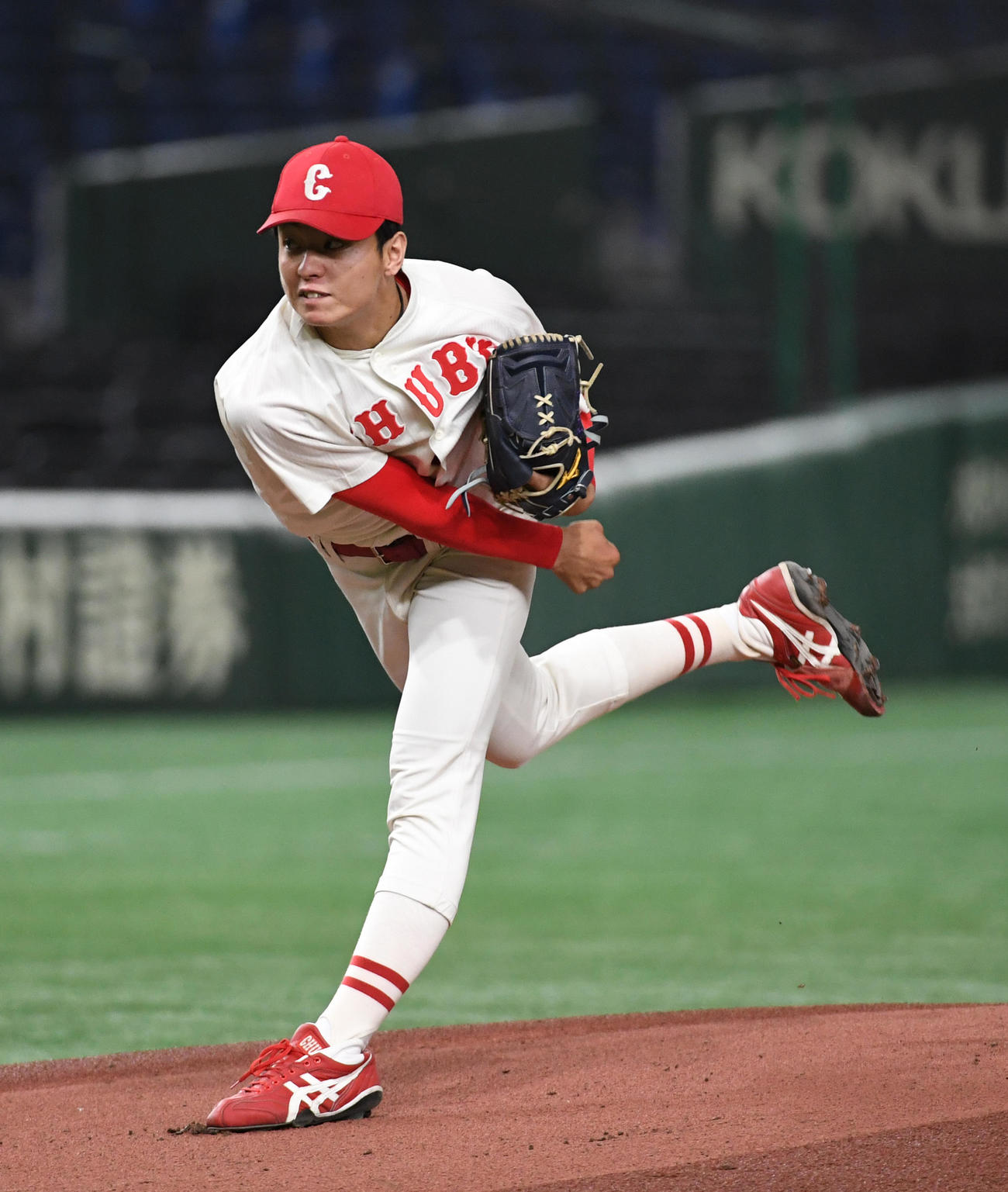 天理大対中部学院大　先発した中部学院大・宮島（撮影・柴田隆二）