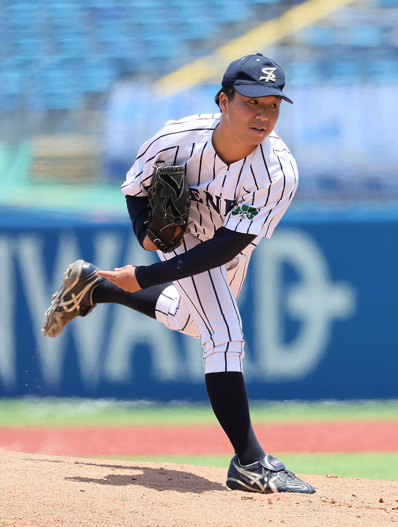 仙台大対東日本国際大　仙台大先発の南（撮影・足立雅史）