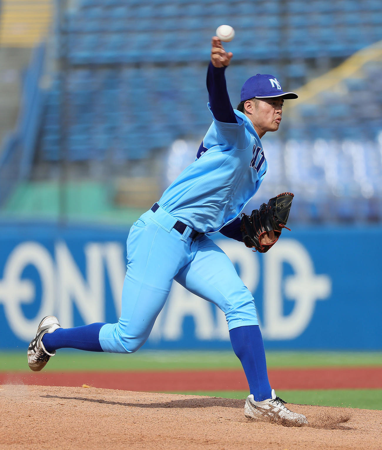 日体大対明大　日体大2番手の箱山（撮影・足立雅史）