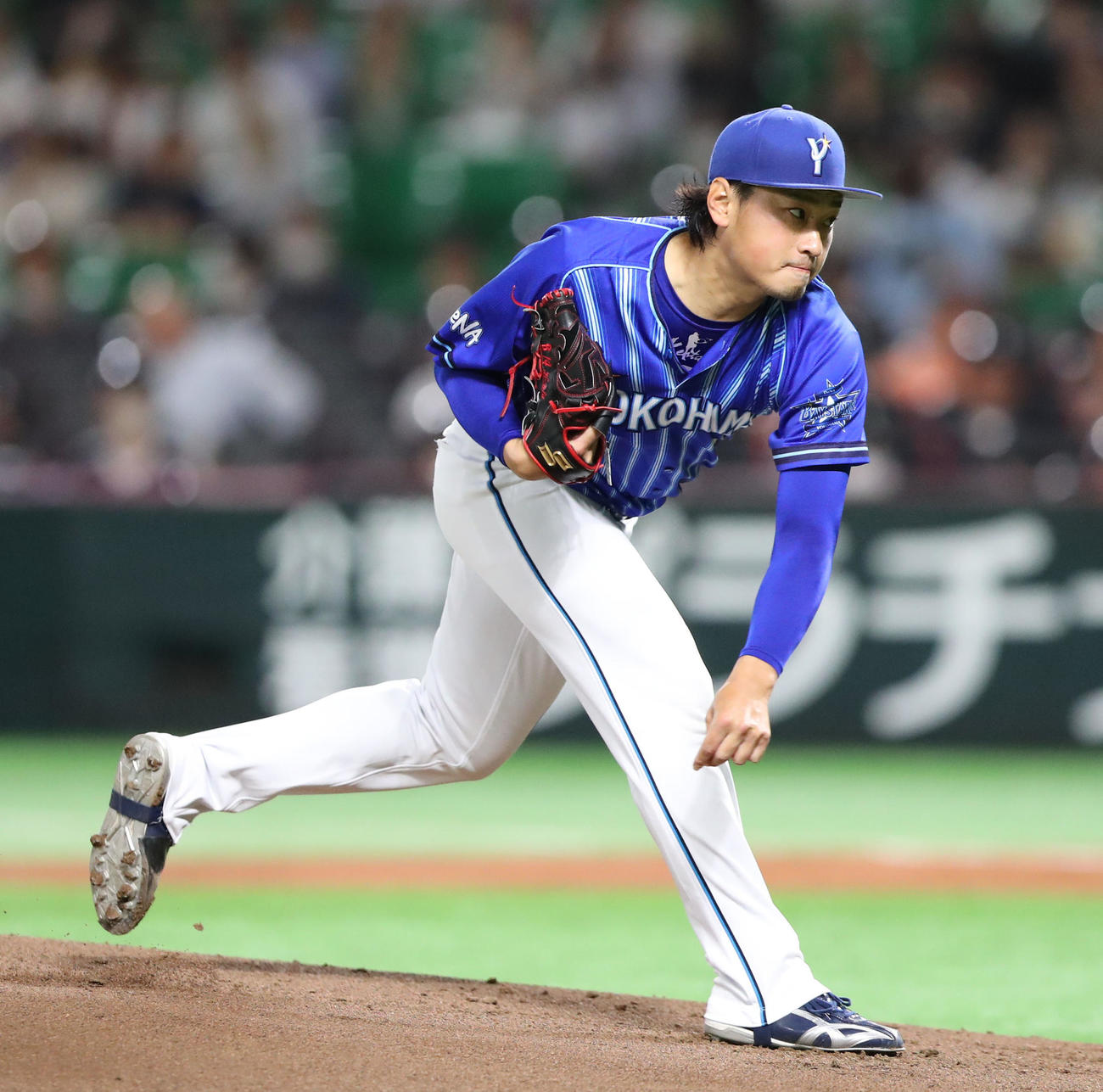 ソフトバンク対DeNA　力投するDeNA先発の石田（撮影・梅根麻紀）