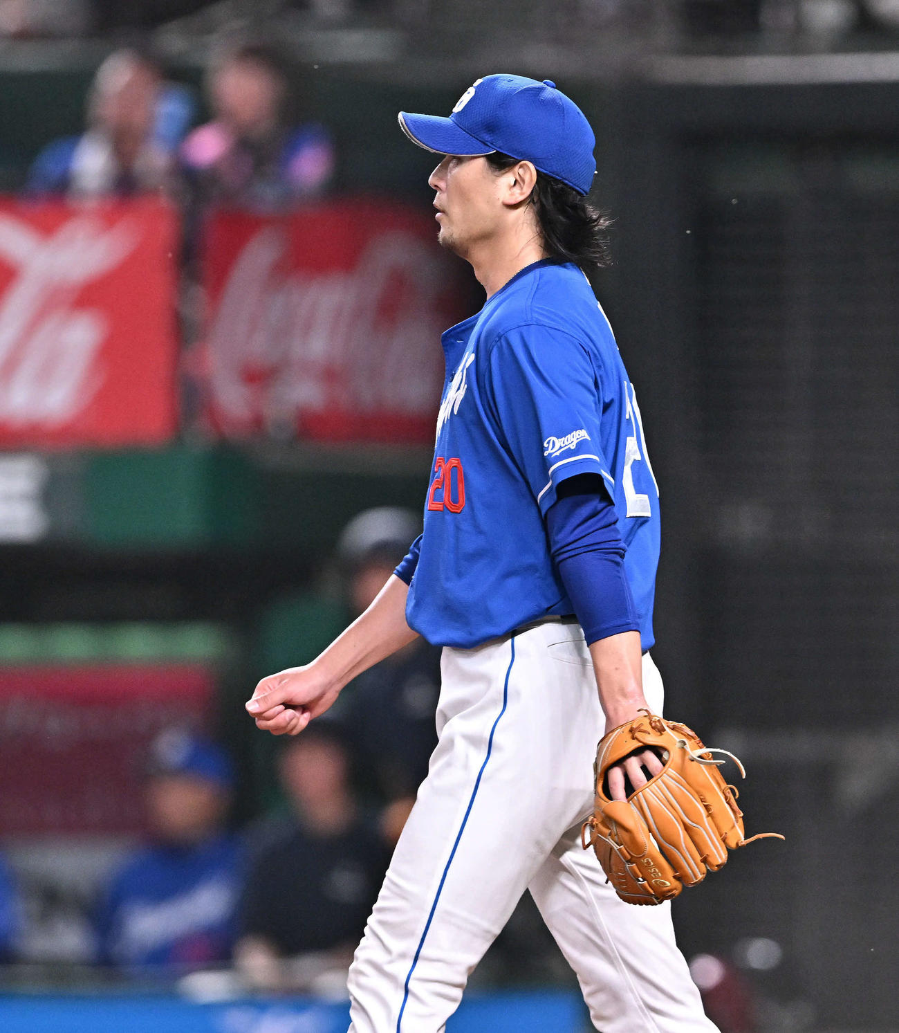 西武対中日　7回裏西武2死二塁、源田に先制右前適時打を浴びる涌井（撮影・滝沢徹郎）