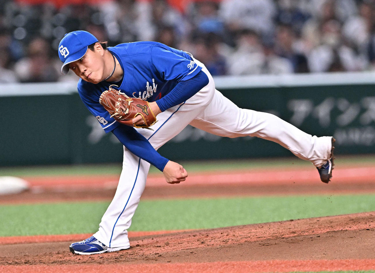 西武対中日　中日先発の柳（撮影・滝沢徹郎）