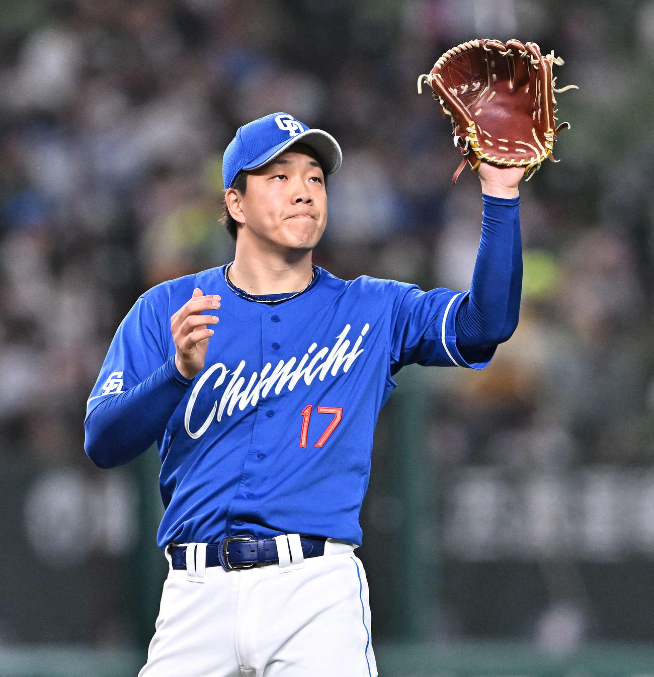 西武対中日　中日先発の柳（撮影・滝沢徹郎）