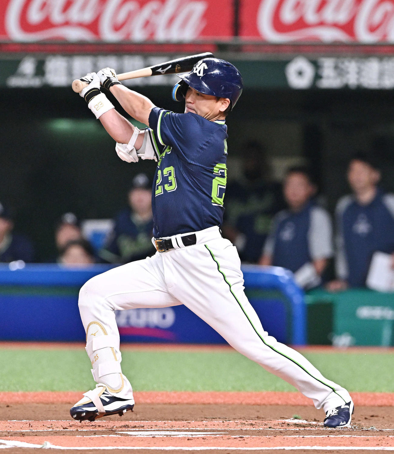 西武対ヤクルト　1回表ヤクルト無死三塁、青木は先制中前適時打を放つ（撮影・滝沢徹郎）