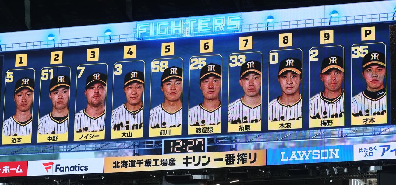 日本ハム対阪神　阪神スタメン（撮影・加藤哉）