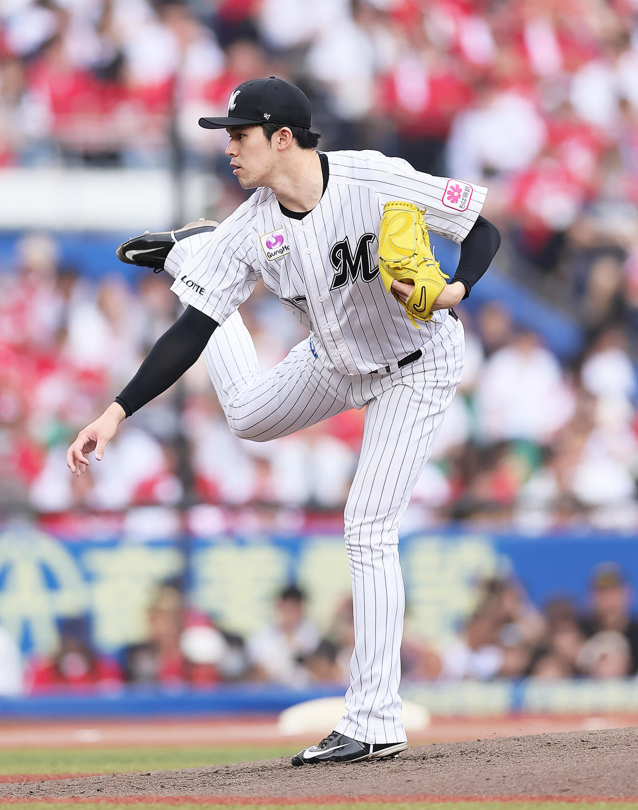 ロッテ対広島　ロッテ先発の佐々木朗（撮影・足立雅史）