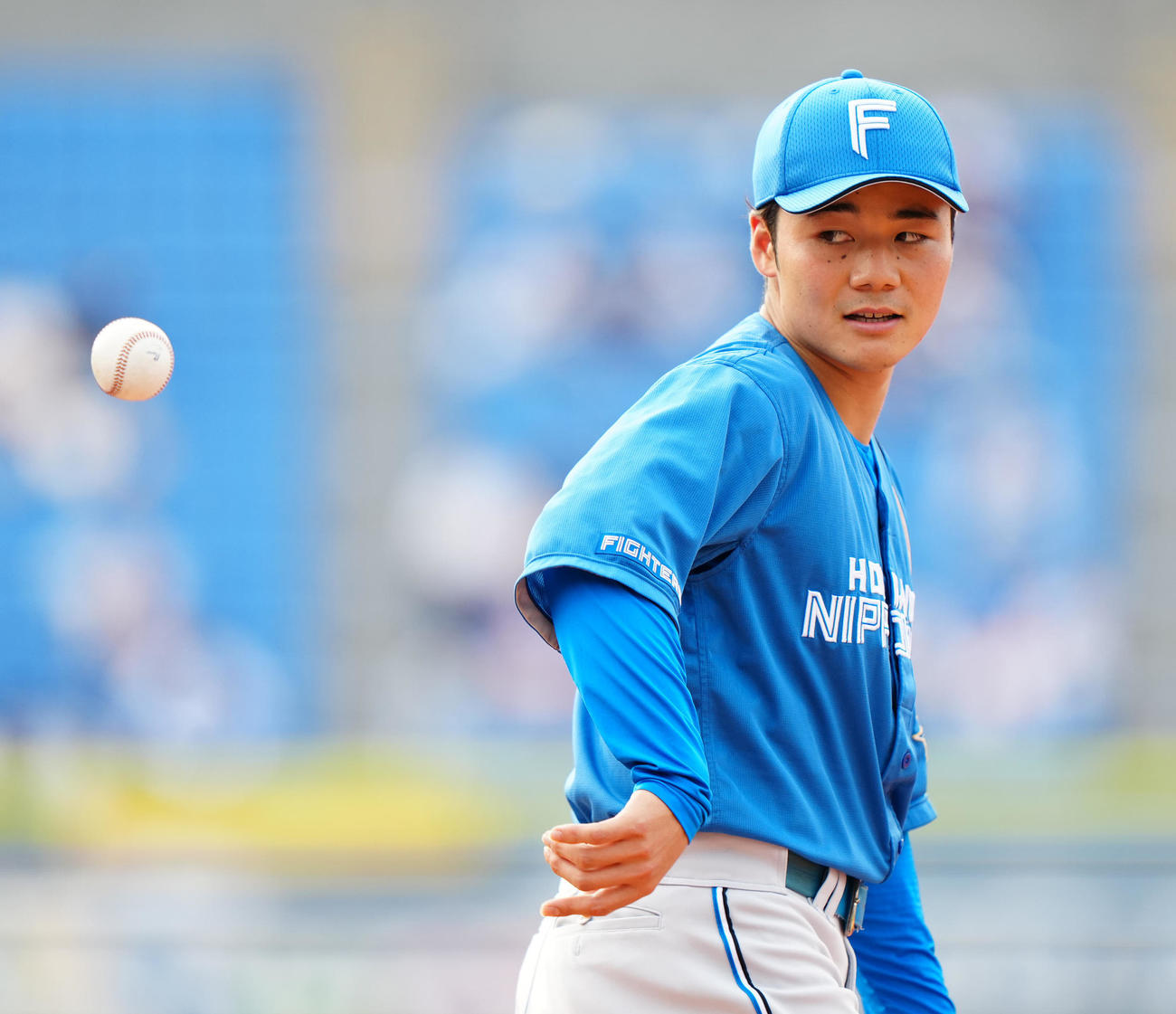 DeNA対日本ハム　試合前、シートノックに臨む日本ハム清宮（撮影・江口和貴）