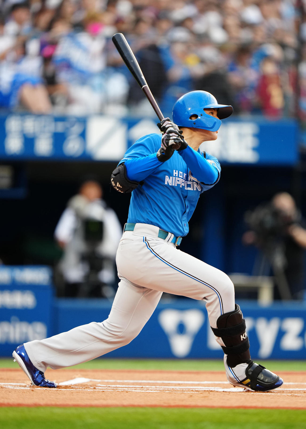 DeNA対日本ハム　1回表日本ハム1死、右前打を放つ清宮（撮影・江口和貴）