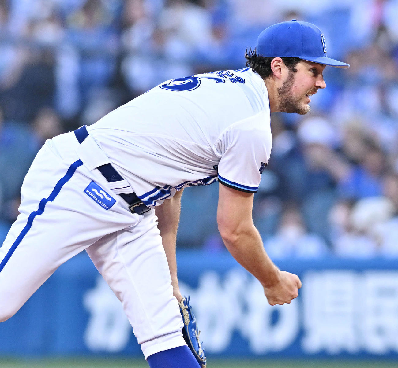 DeNA対日本ハム　DeNA先発のバウアー（撮影・滝沢徹郎）