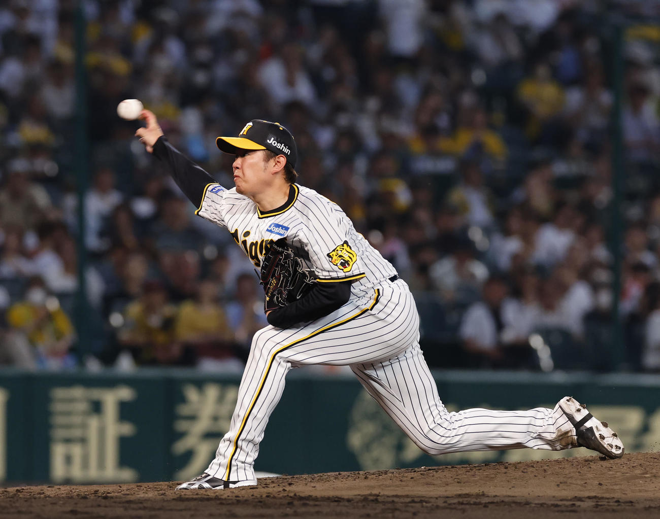 阪神対オリックス　6回を2失点に抑えた阪神の西勇（撮影・藤尾明華）