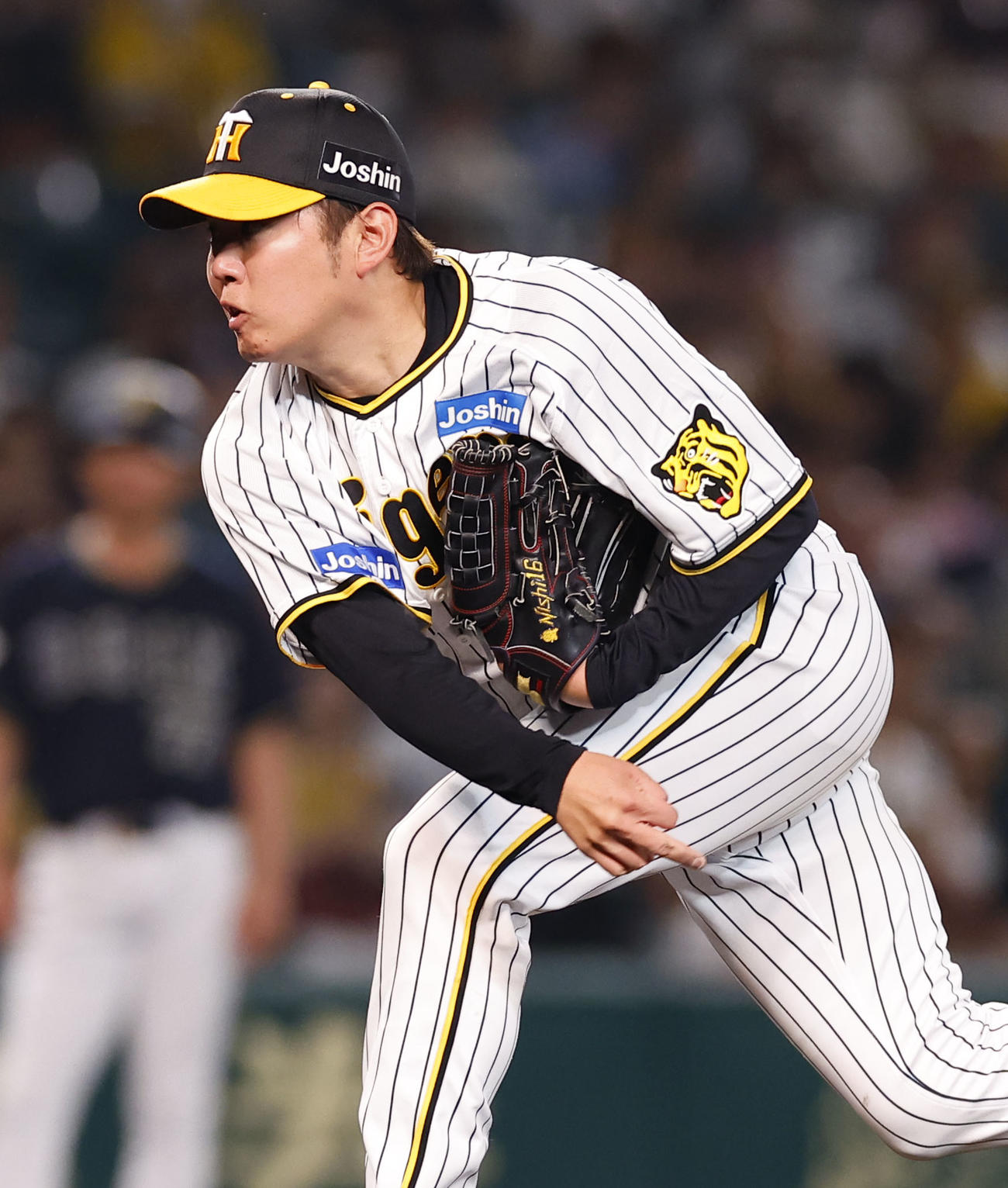 阪神対オリックス　6回5安打2失点の阪神西勇（撮影・藤尾明華）