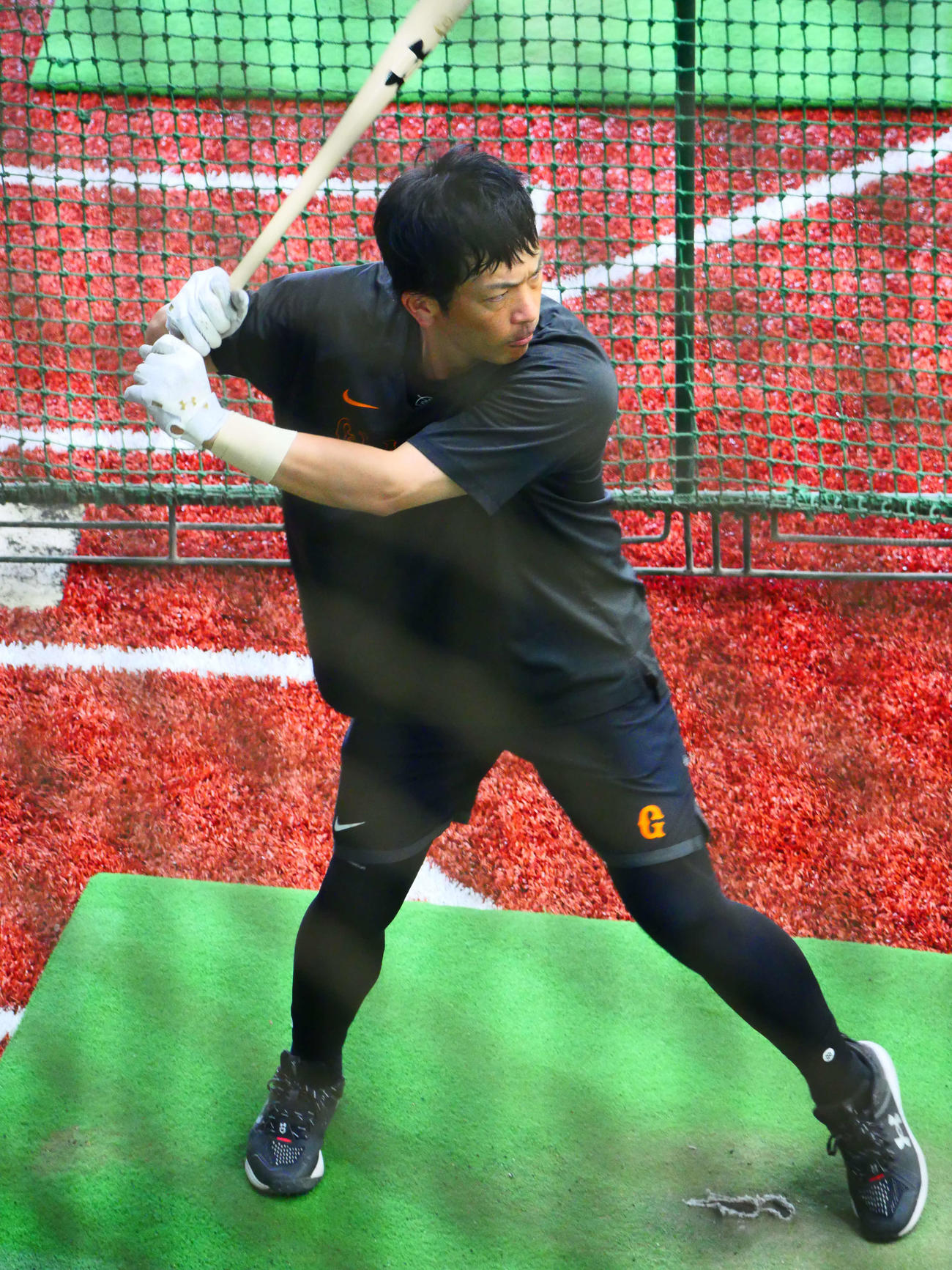 バッティング練習をする巨人松田（撮影・上田悠太）