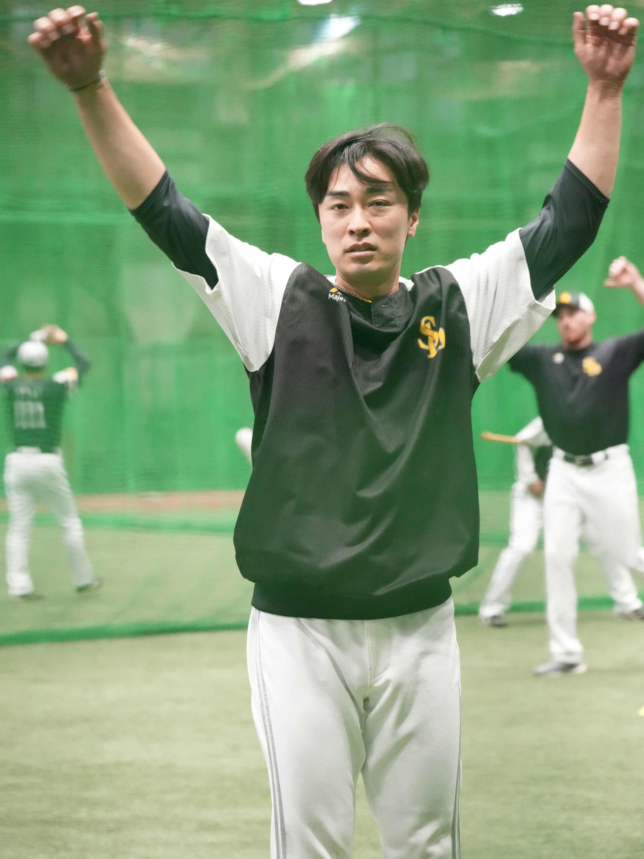 ヤクルト対ソフトバンク　試合前の練習に臨むソフトバンク和田（撮影・小沢裕）