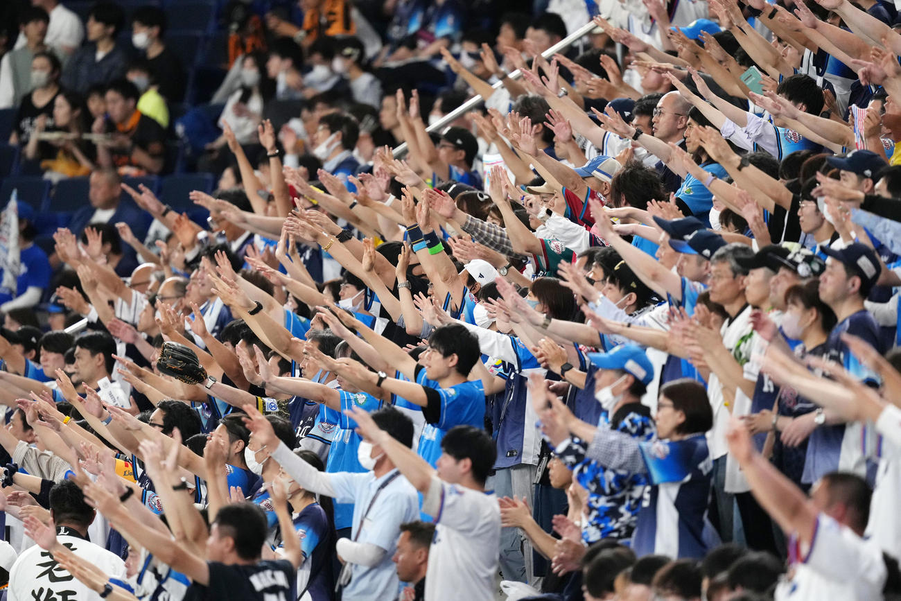 巨人対西武　声援を送る西武ファン（撮影・横山健太）