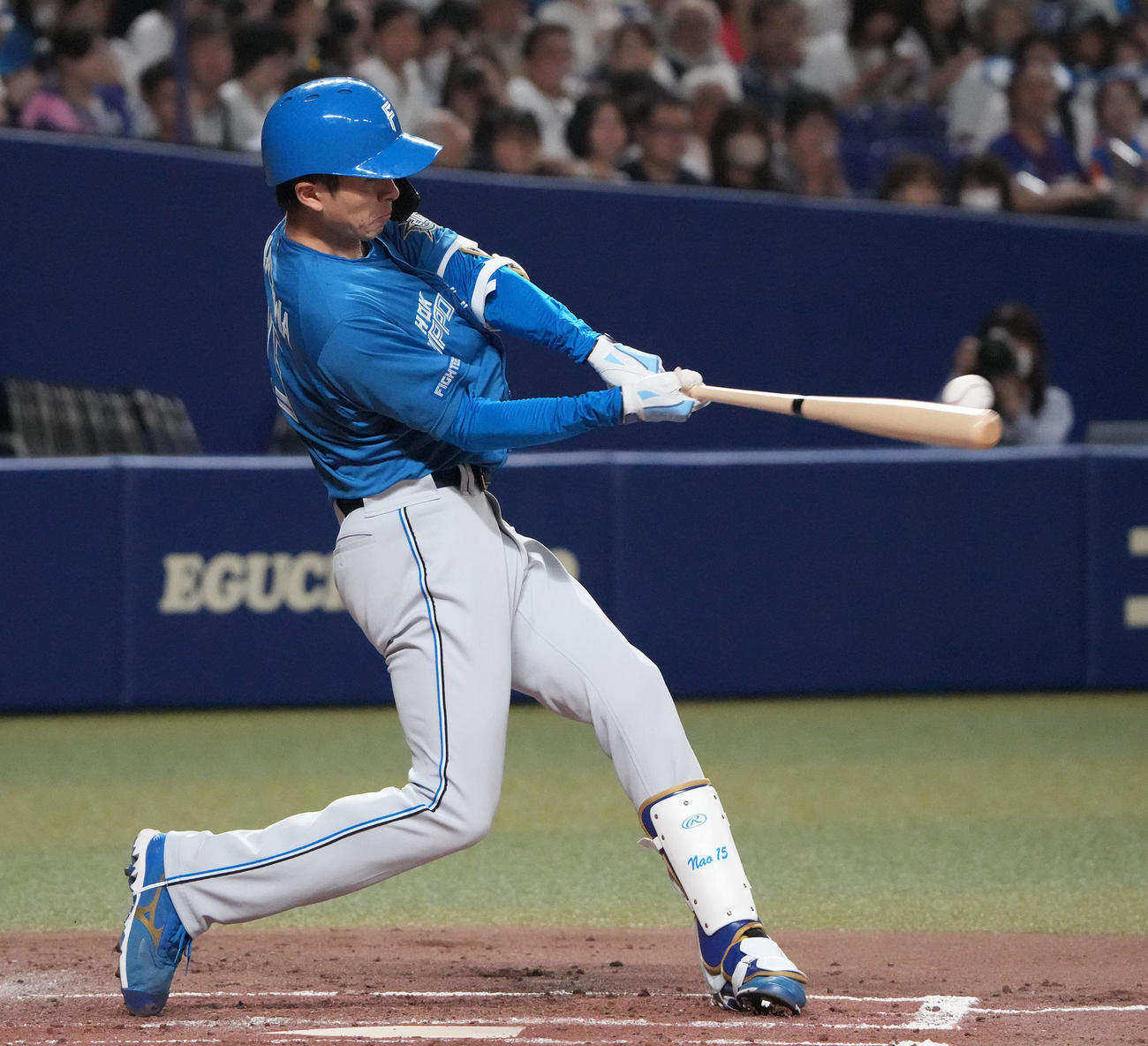 中日対日本ハム　3回表日本ハム1死二塁、左前安打を放つ上沢（撮影・森本幸一）