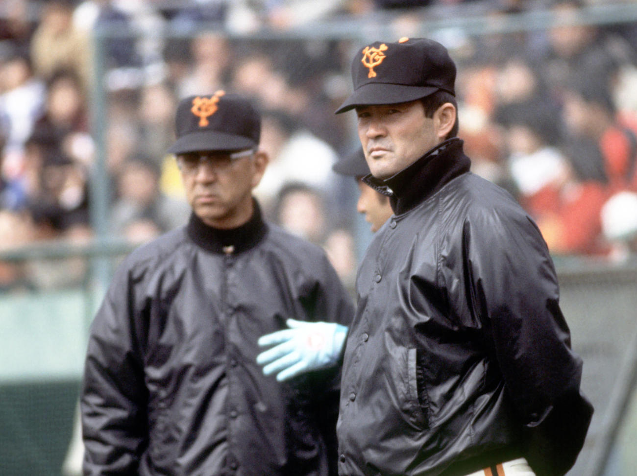 巨人長嶋茂雄監督（右）と杉下茂投手コーチ（1978年撮影）