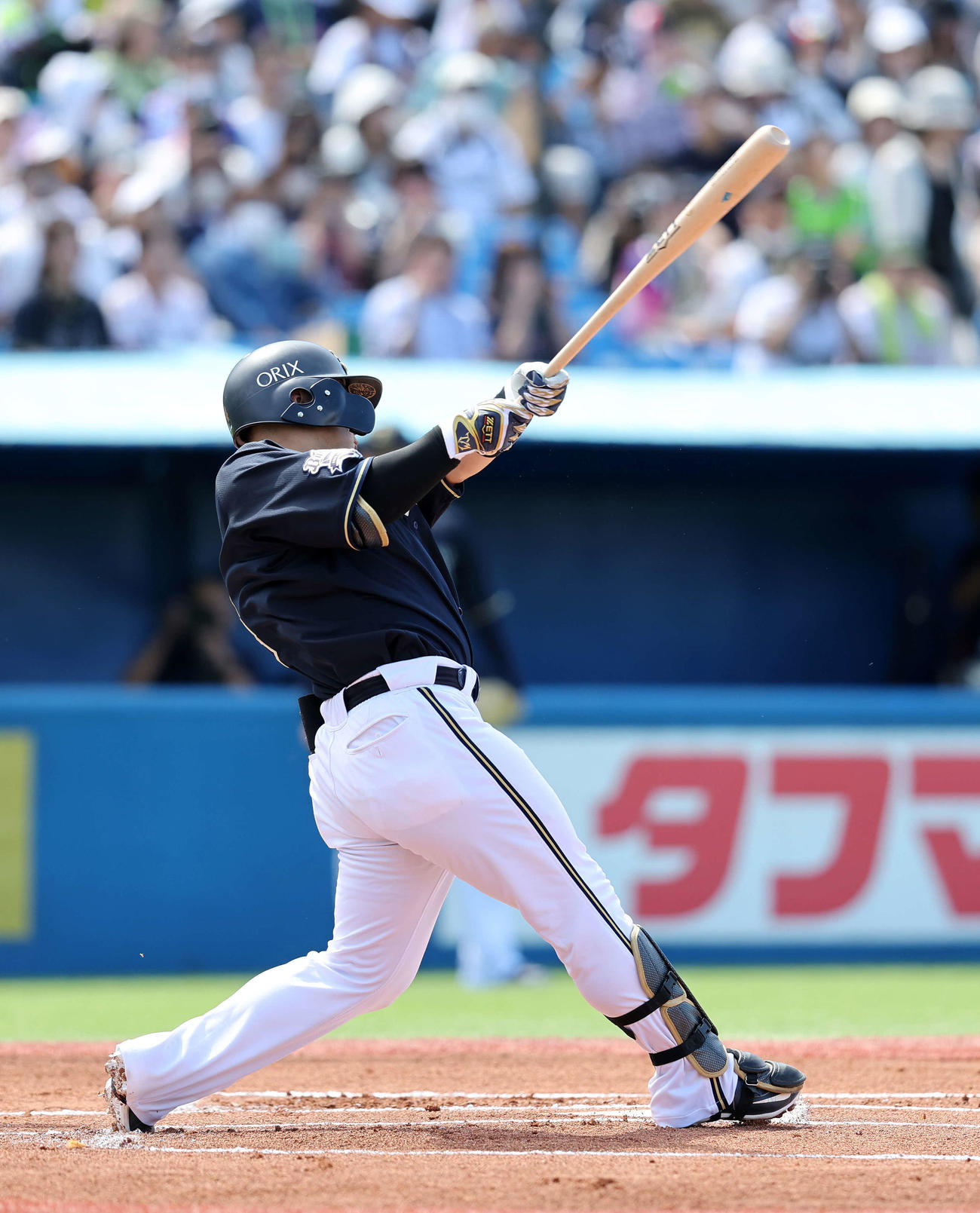 ヤクルト対オリックス　1回表オリックス2死、森は右越えソロ本塁打を放つ（撮影・鈴木正人）