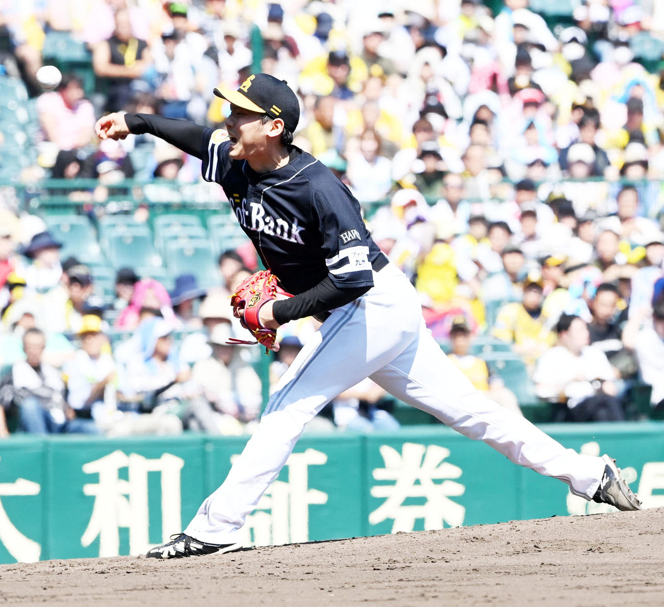 阪神対ソフトバンク　ソフトバンク先発の石川（撮影・前岡正明）
