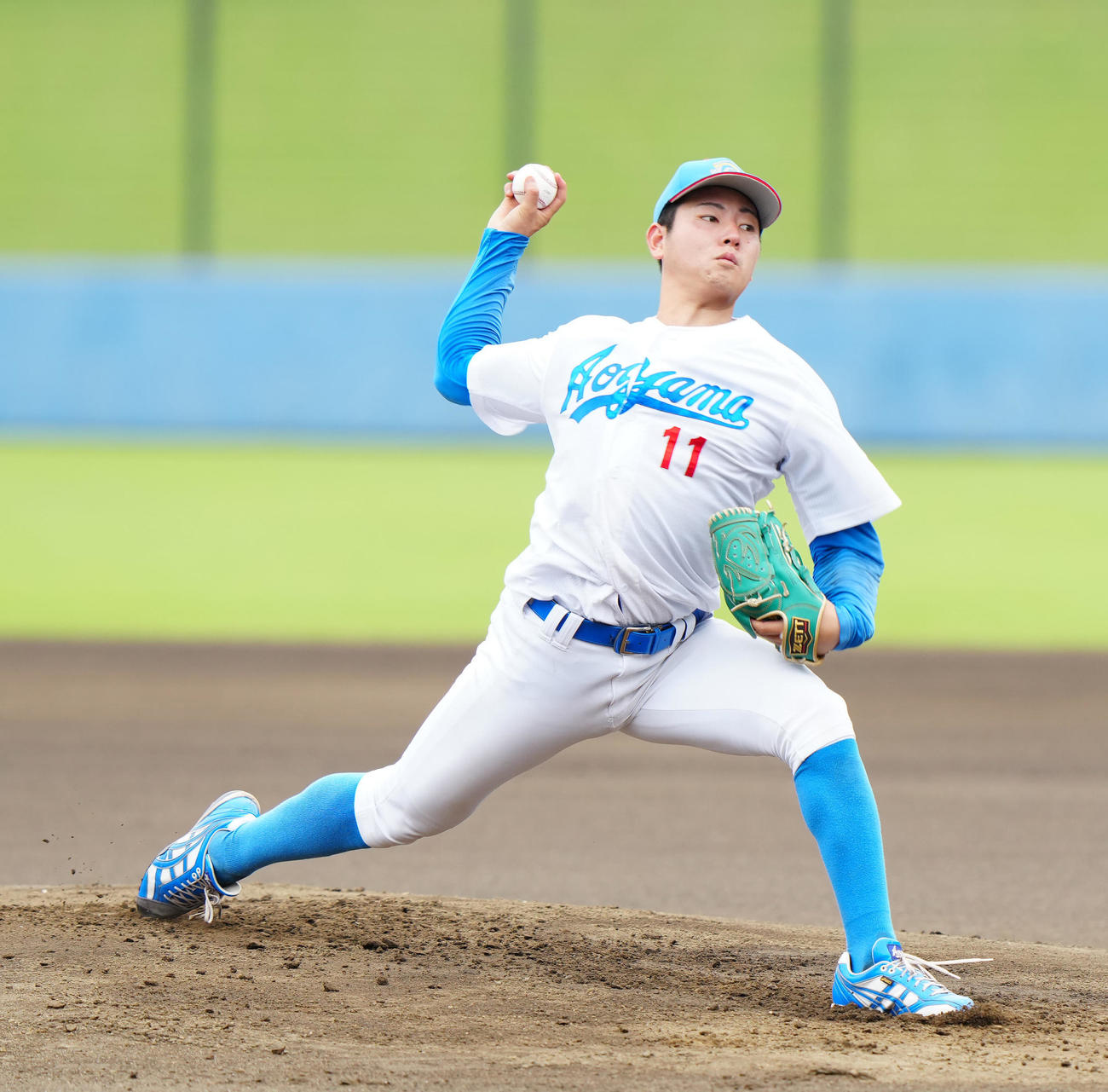 紅白戦の2試合目　紅組先発の青学大・下村（撮影・江口和貴）