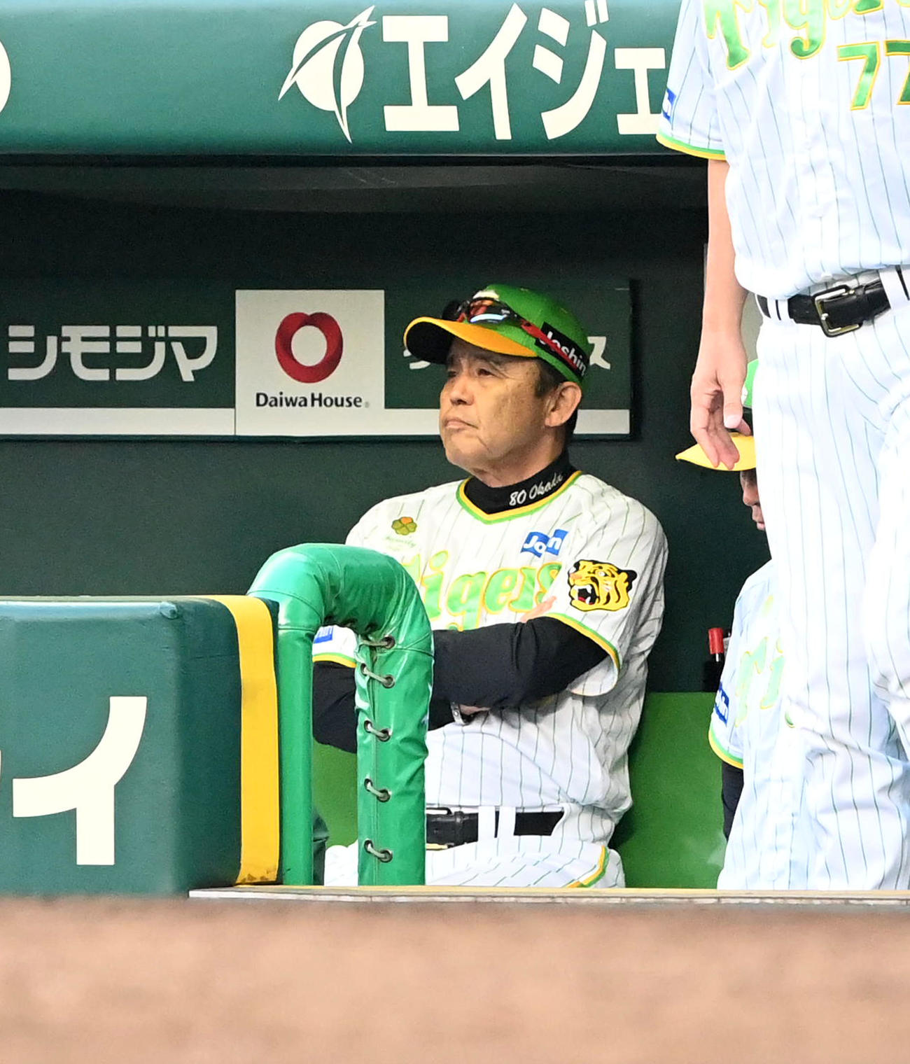 阪神対ソフトバンク　ソフトバンクに連敗、厳しい表情を見せる阪神岡田監督（撮影・前岡正明）