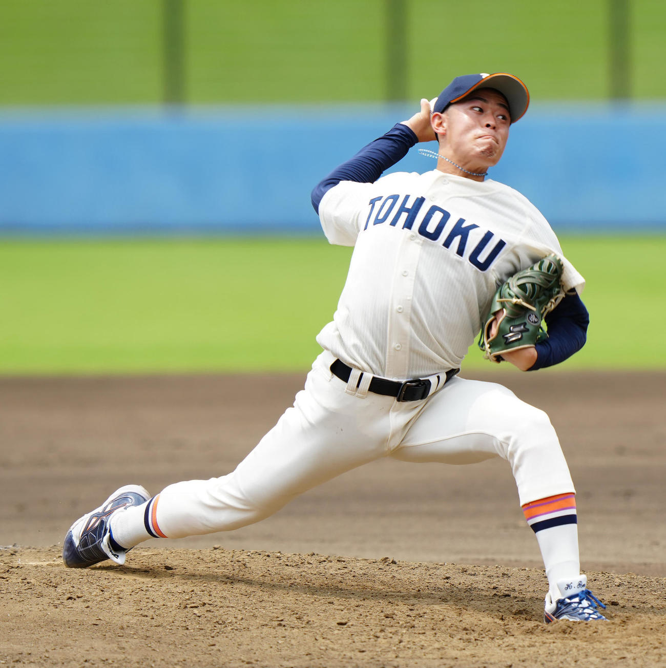紅白戦　紅組2番手の東北福祉大・北畑（撮影・江口和貴）