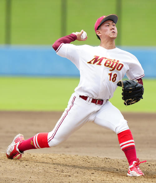 紅白戦 白組3番手の名城大・岩井(撮影・江口和貴)