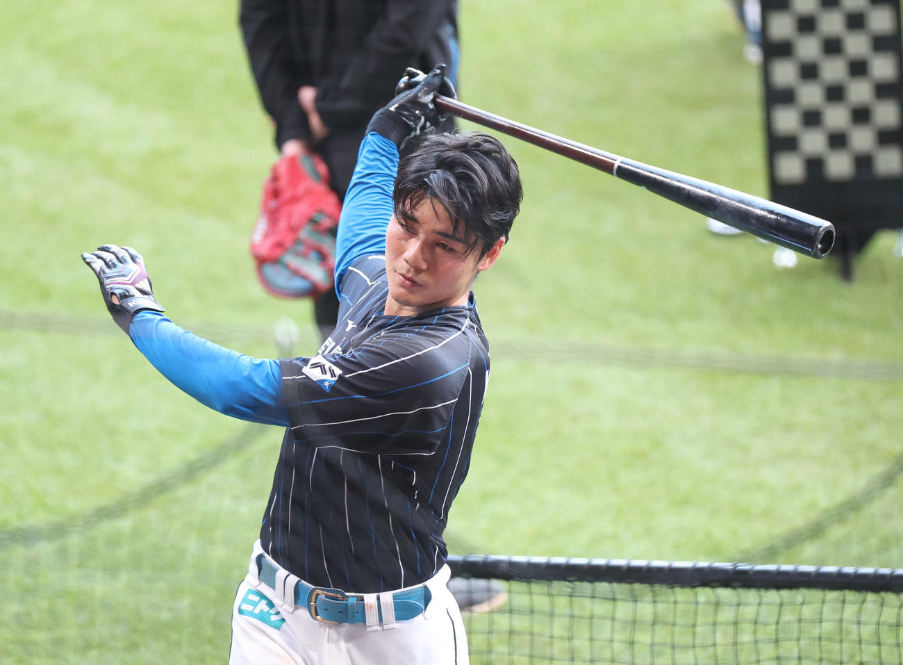 打撃練習をする日本ハム清宮（撮影・佐藤翔太）